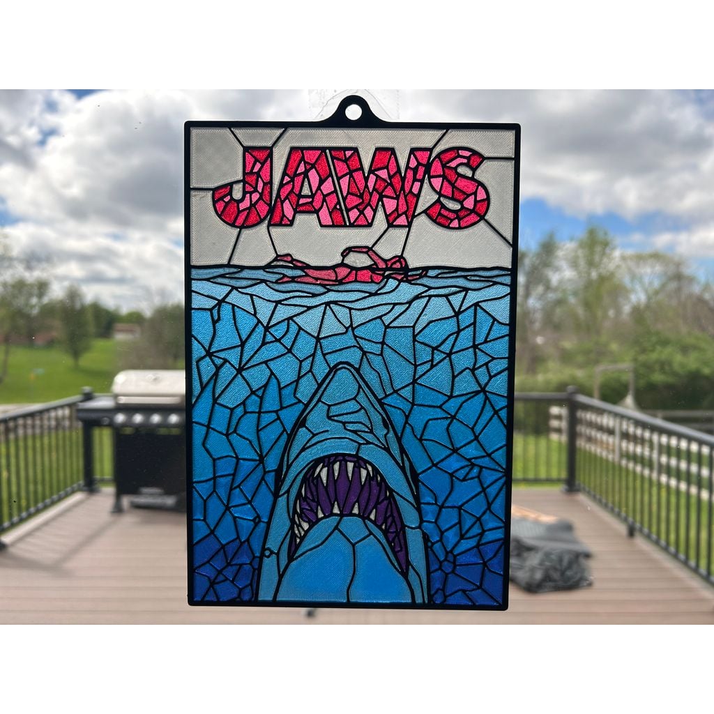 Stained Glass JAWS Movie Poster (BWRB - AMS)