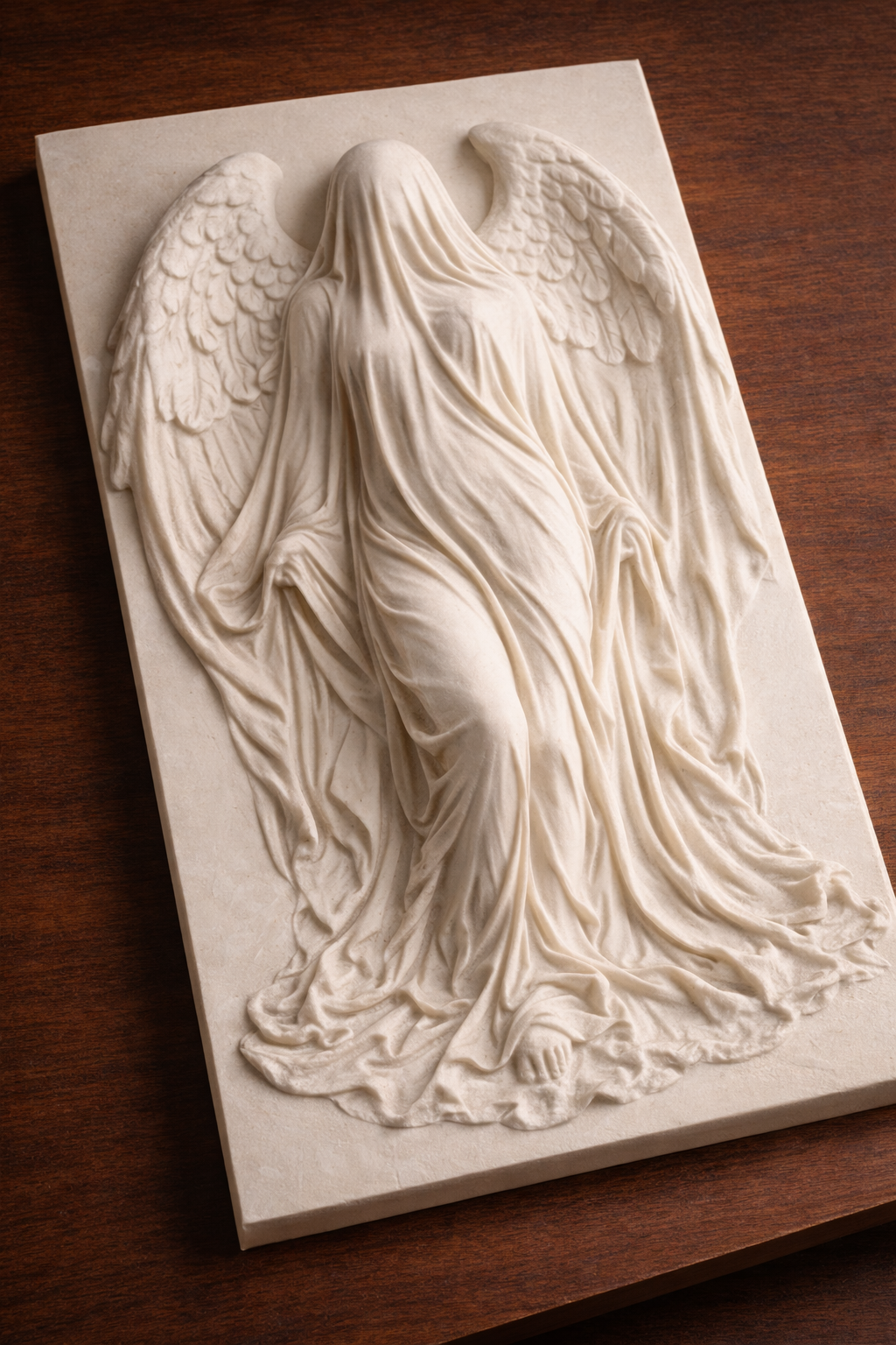 Veiled Angel Relief – Classical Wall Sculpture