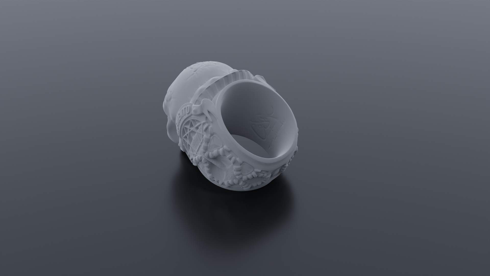 Miniatura 2 do modelo 3D Decorative Skull Ring