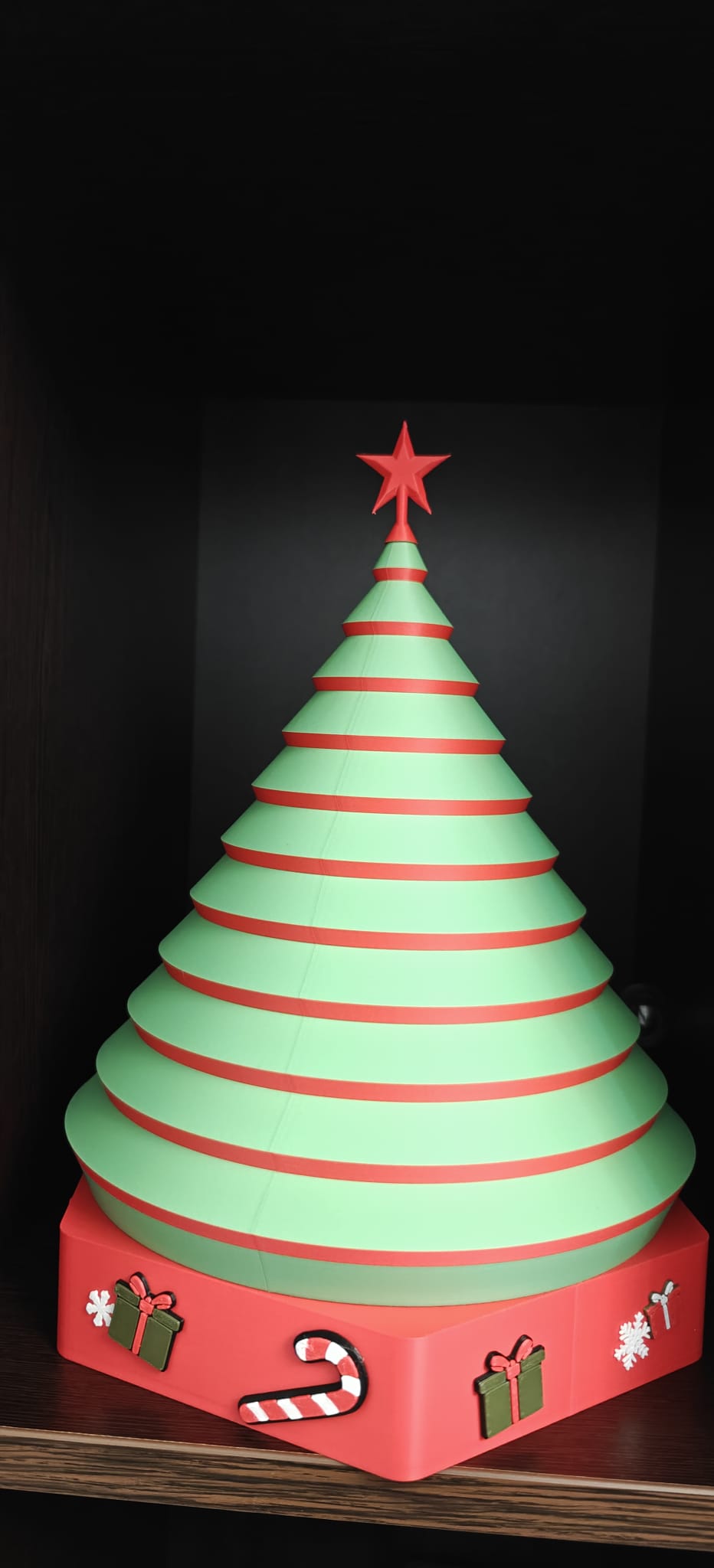 Christmas tree shaped candy box.