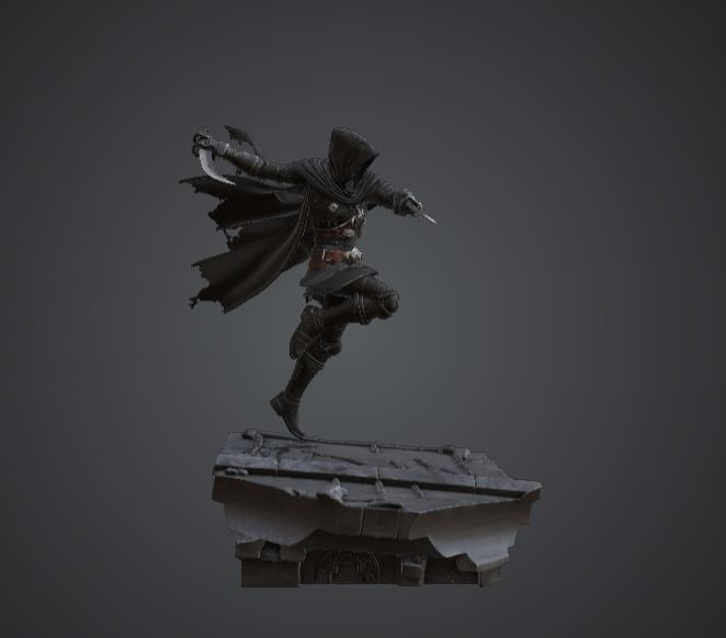 Shadow Assassin Rogue – Hooded Dual Dagger Leaping Miniature