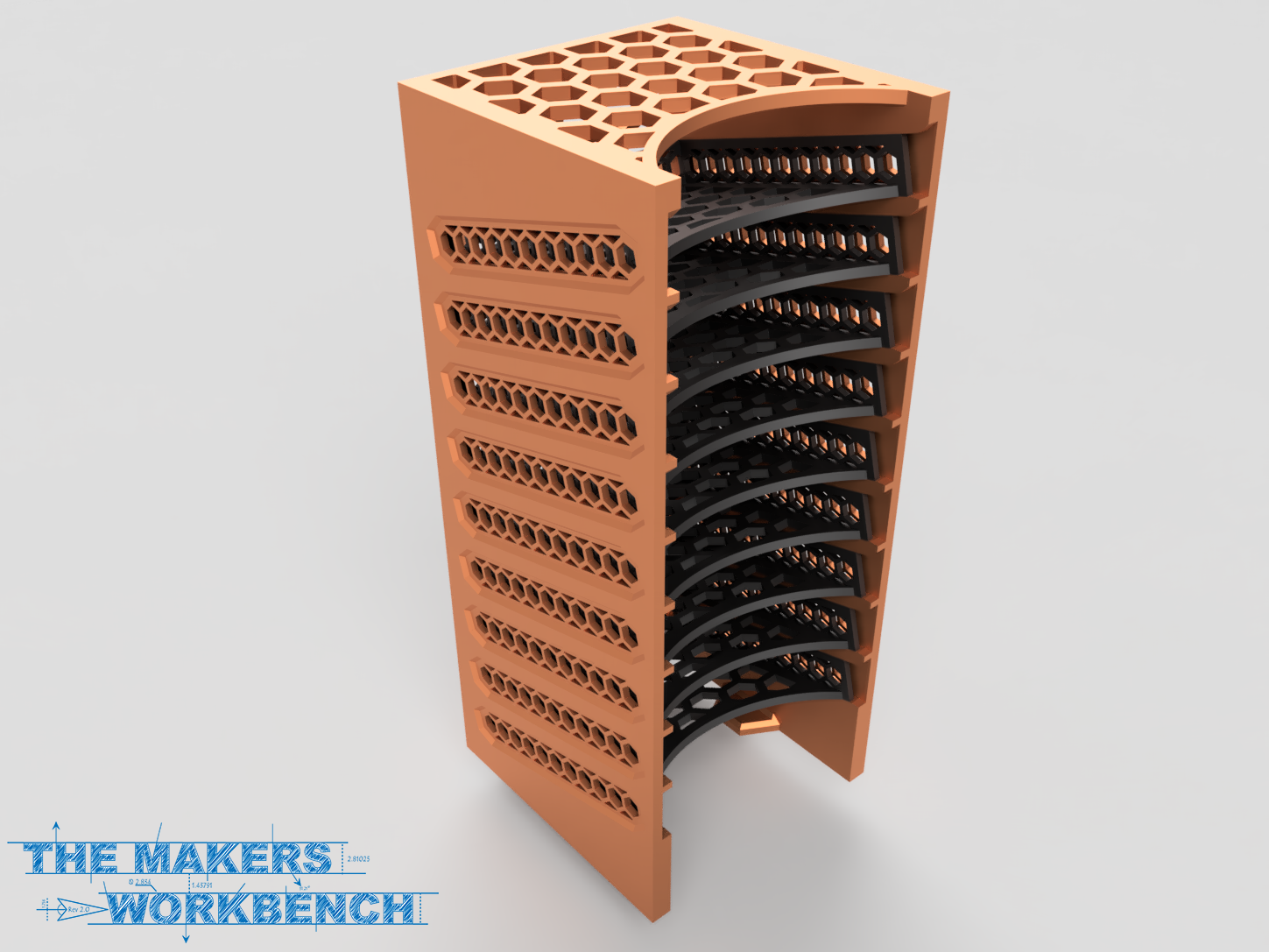 Honeycomb Micro-Mesh 2-Inch x 2-Inch Sanding Pad Rack by TheMakersWorkbench, Download free STL model
