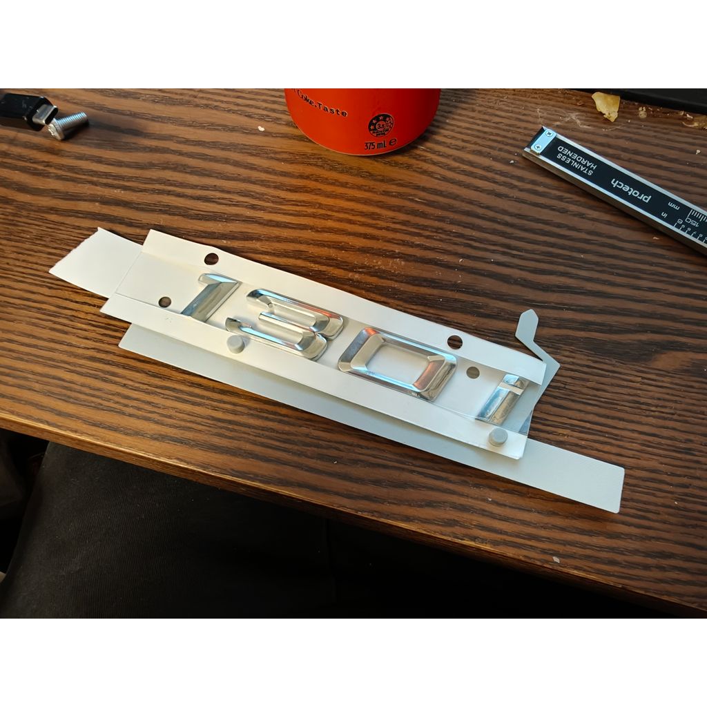 BMW 130i rear badge install template