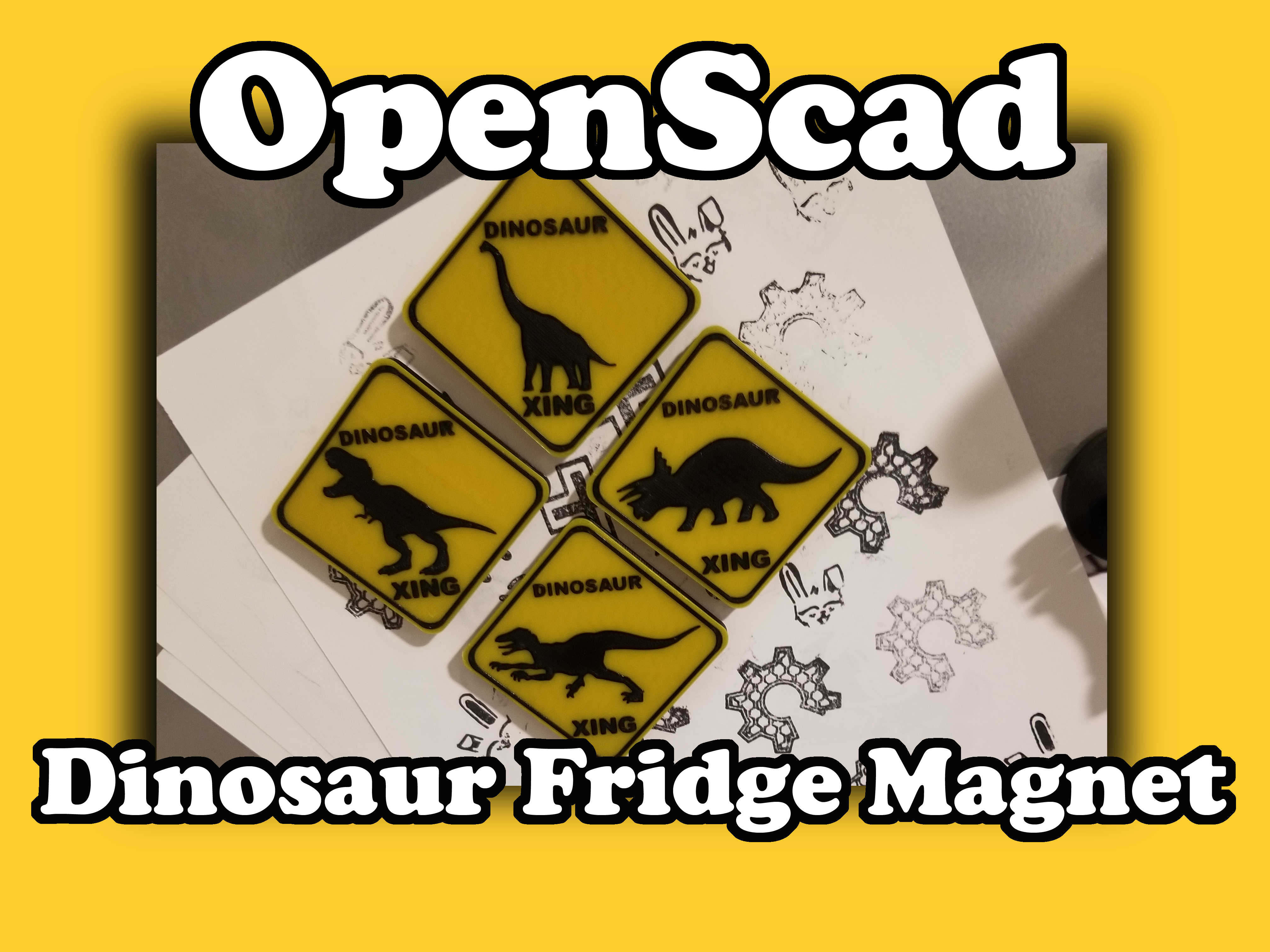 OpenScad Dinosaur Fridge Magnet