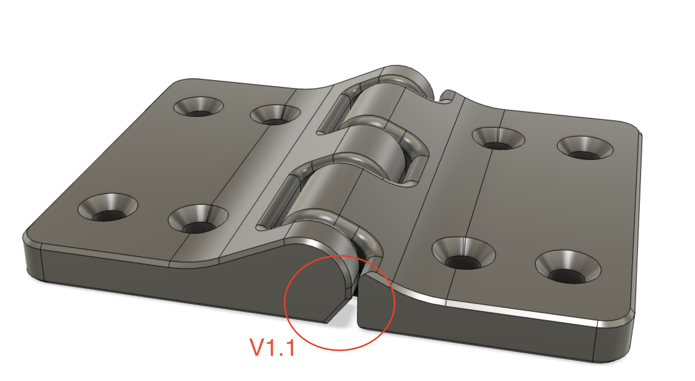 ridged print in place hinge