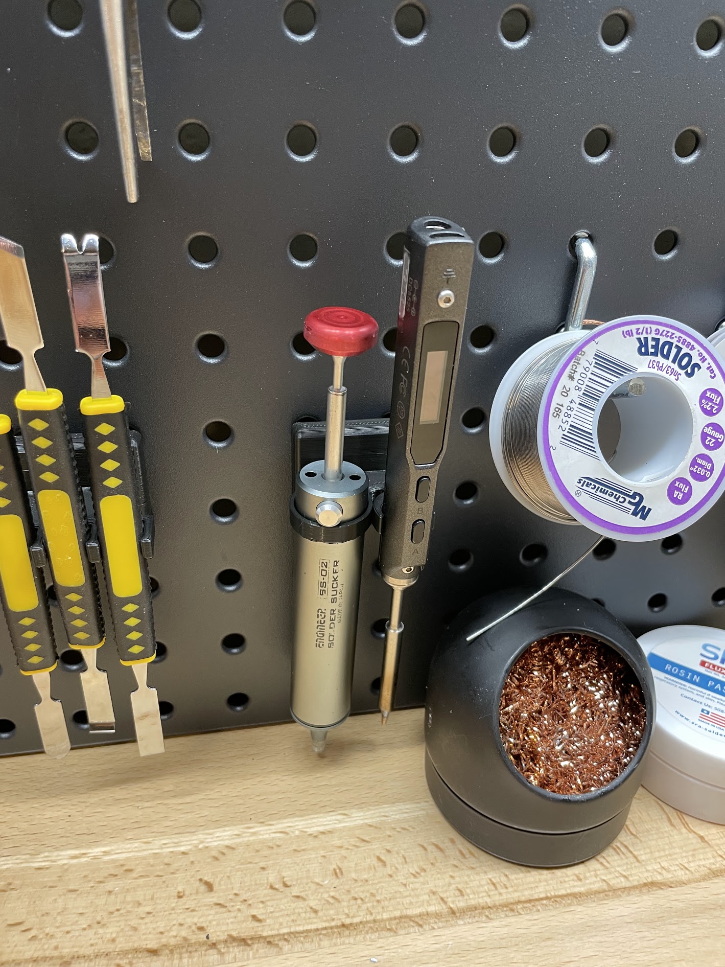 TS100 and Solder Sucker Pegboard Mount