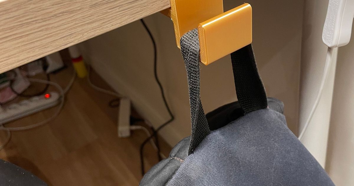 Backpack Desk Hook by Xavier Gillard Download free STL model