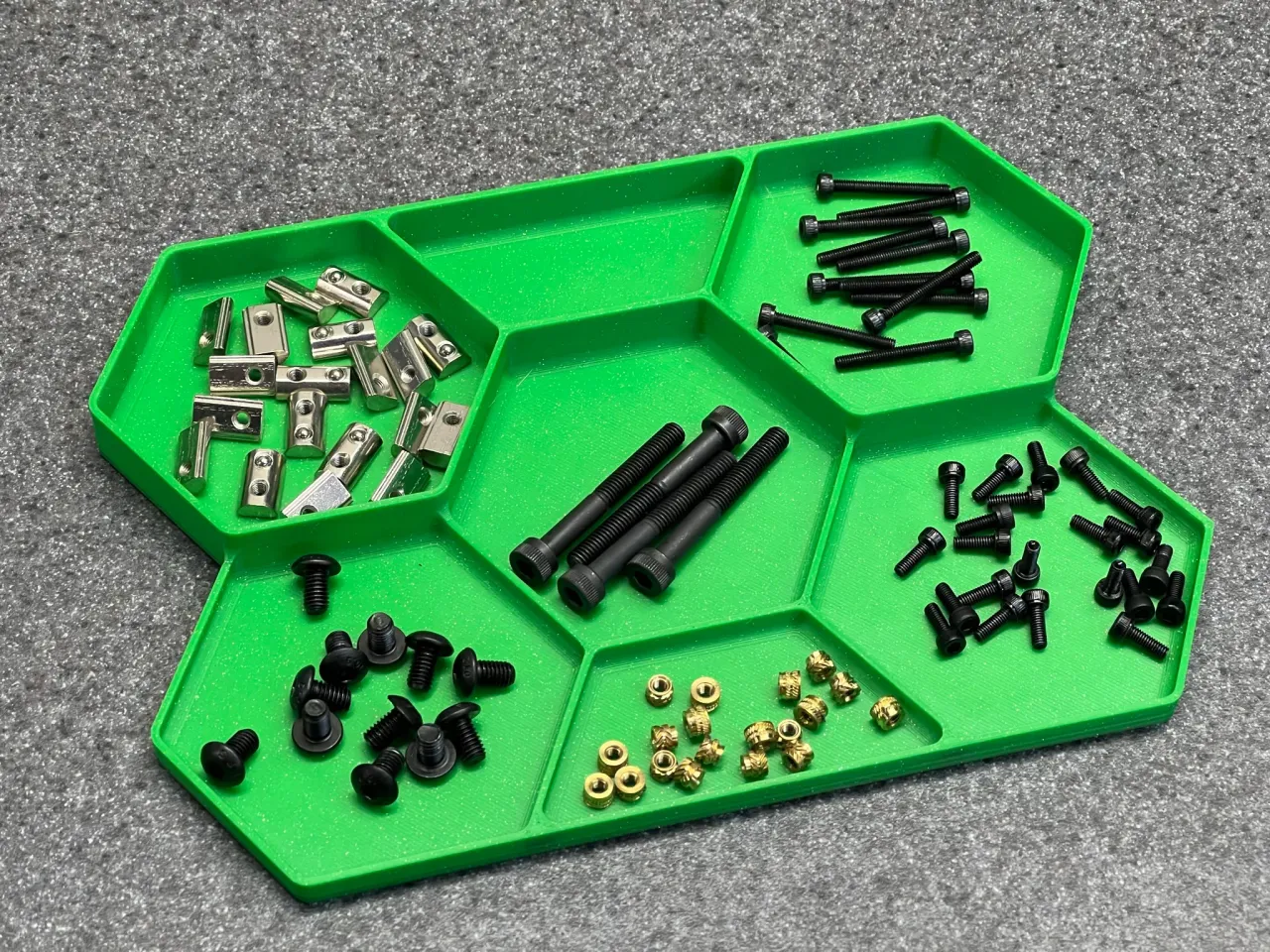 Less Thin Hexagon Parts Tray by Steve, Download free STL model