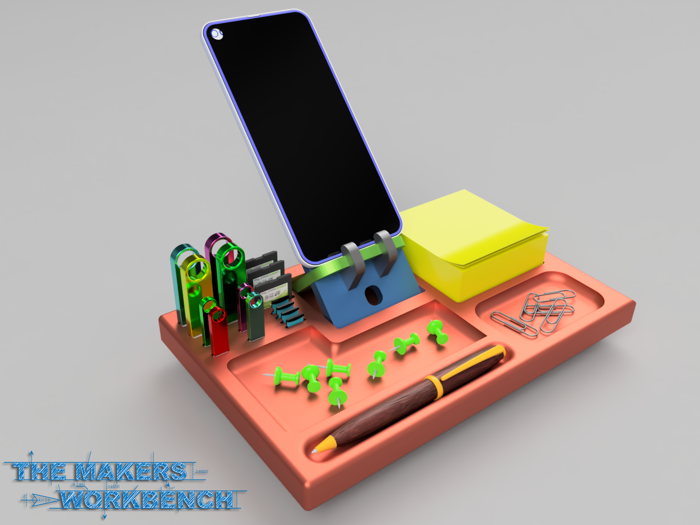 Small Desk Valet With Phone Stand