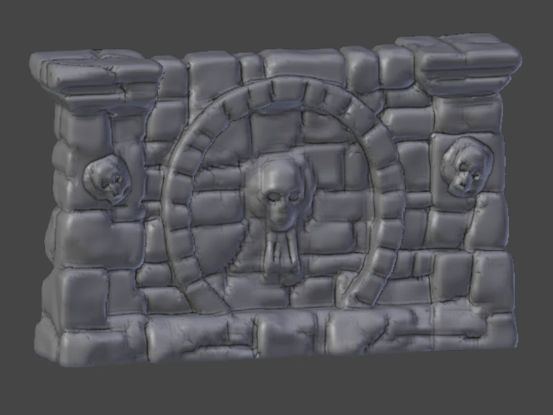 DnD Style token Holder Skull Wall segment (NOSupport) FDMready