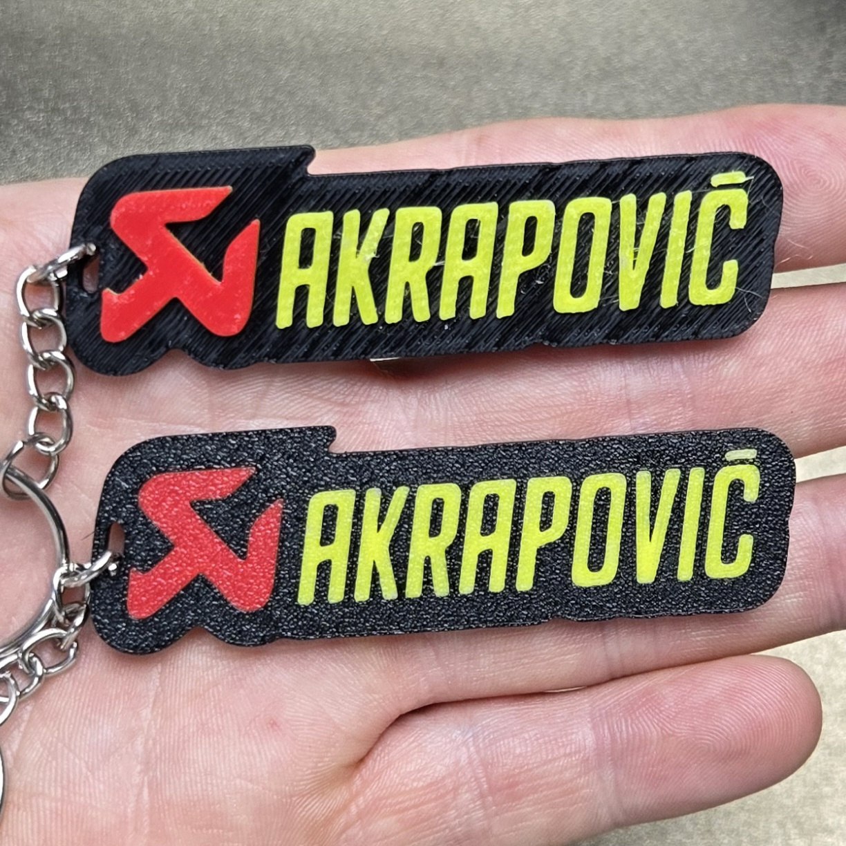 Akrapovic Logo Keychain 2 versions Multi and NO Multicolor