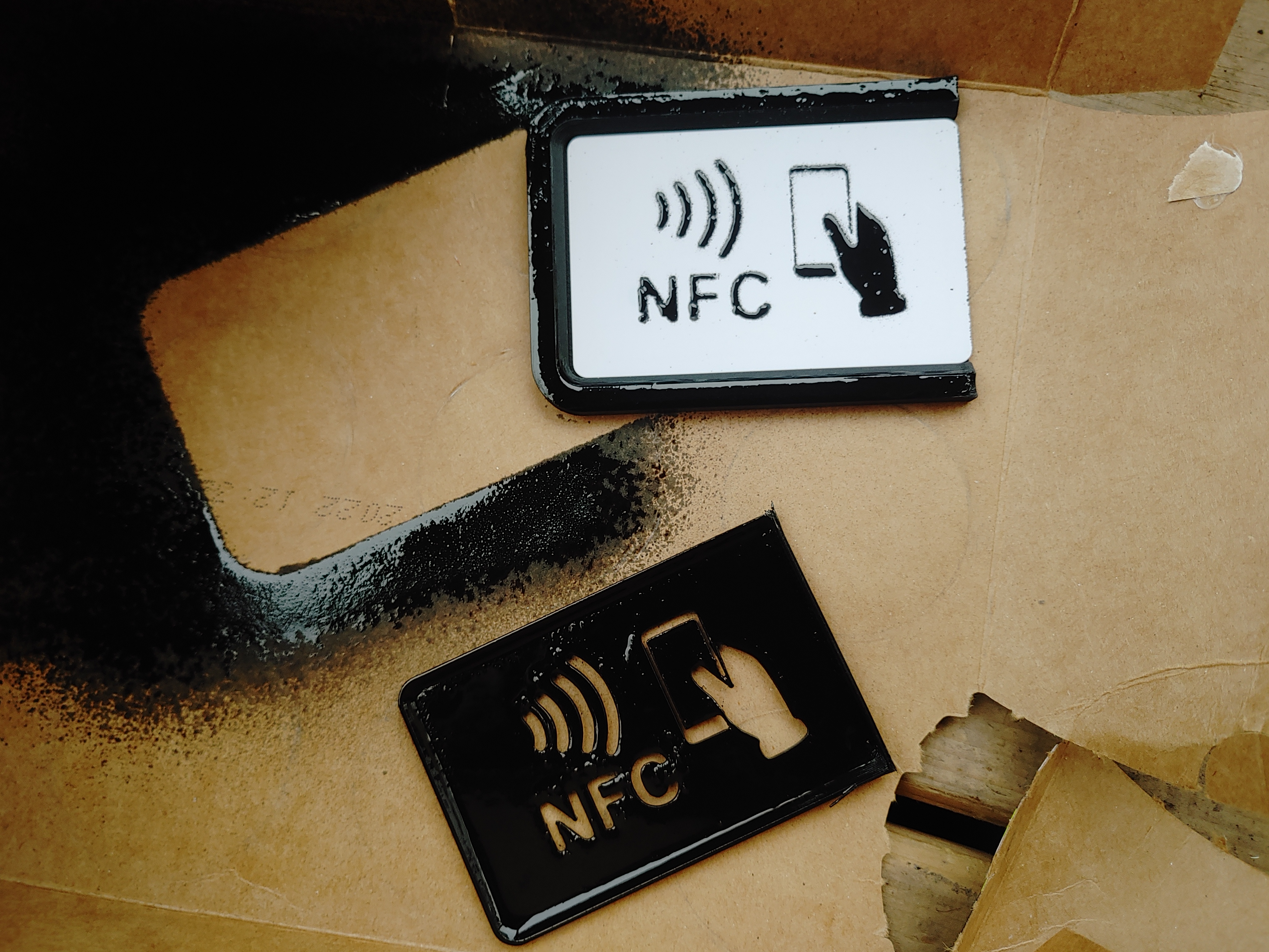 NFC card spraypaint jig