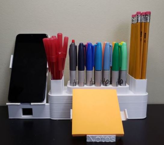 Desk Organizer with Phone Holder and Sticky Notes