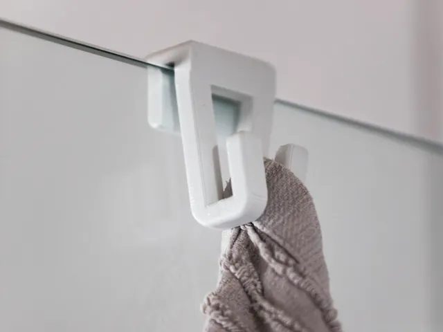 Quick release hook for glass shower wall - Quick Release Haken für Glasduschwand