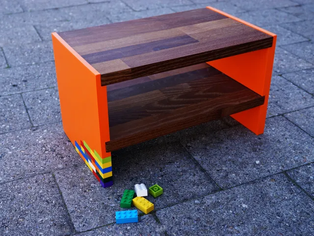 Bedside Table with Construction Bricks