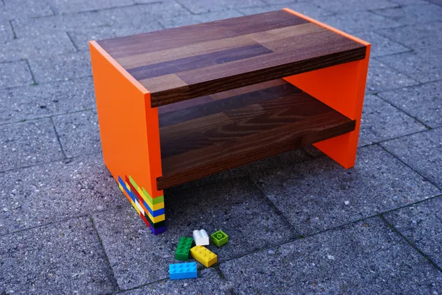 Bedside Table with Construction Bricks