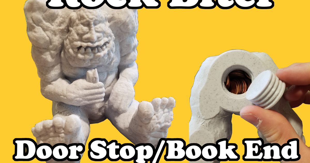 Rock Biter Door Stop/Book End by iqless Download free STL model