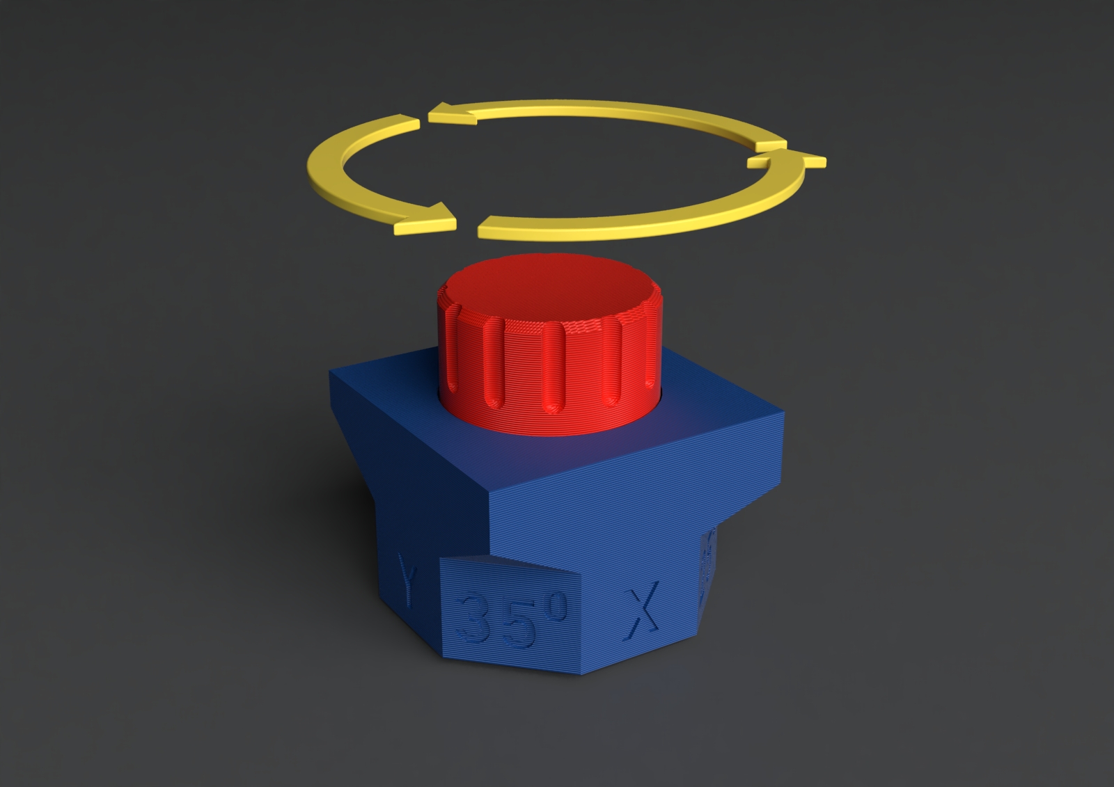KNOB printer test (0.2 mm gap, dimensions, overhangs)