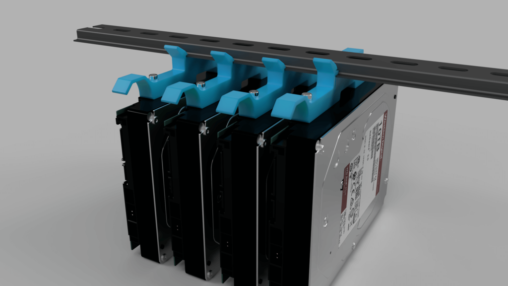 Hard drive hanging clip for din rails