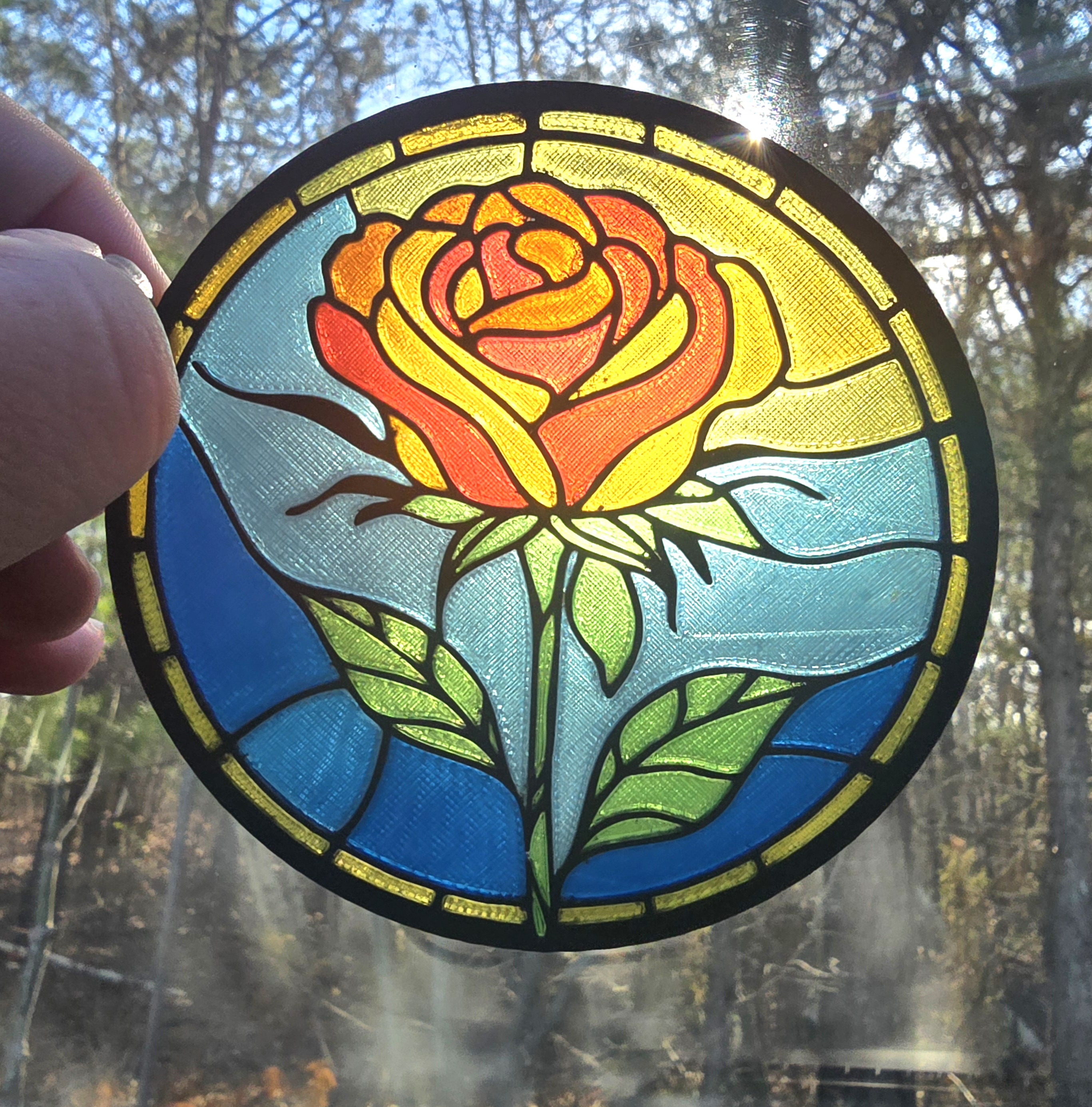 Rose Themed Coaster/Sun Catcher