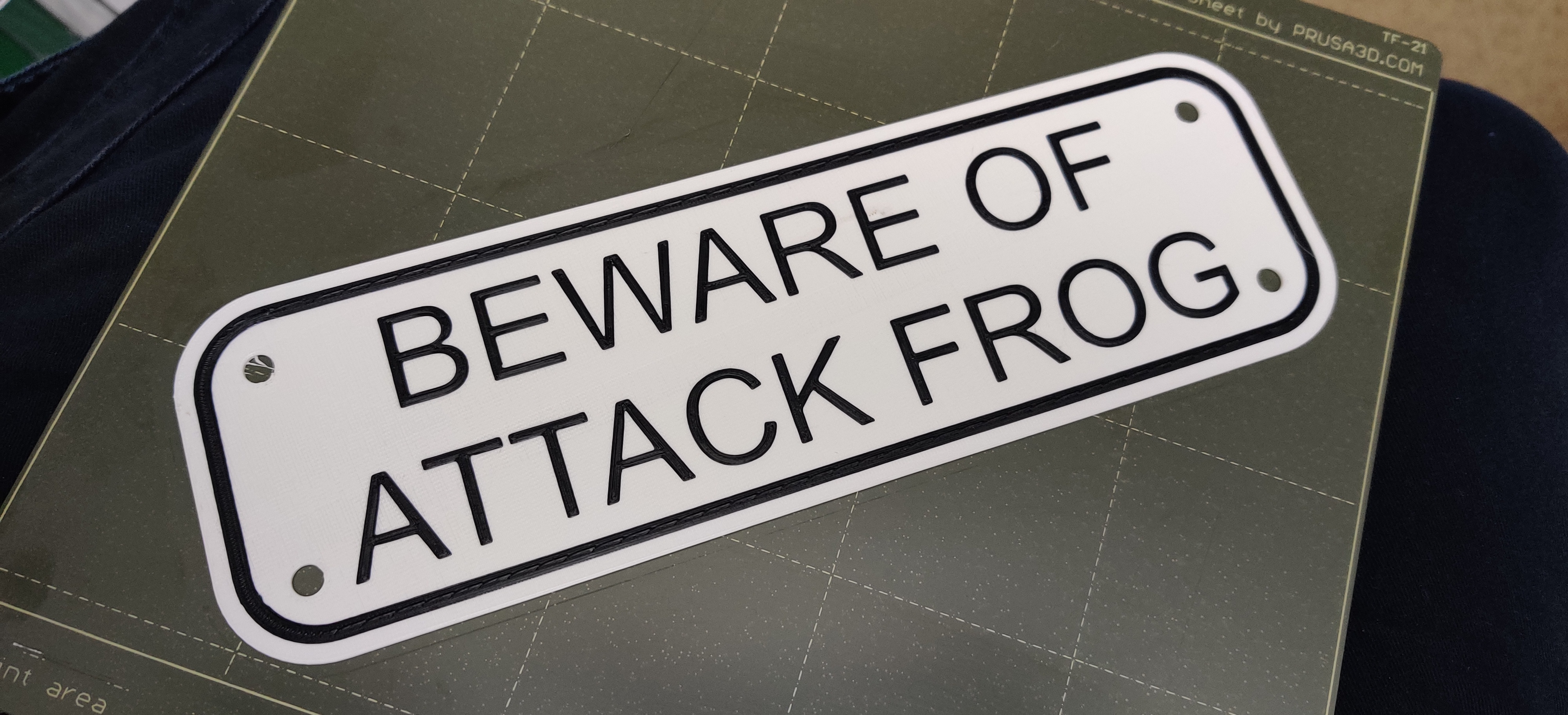 Beware of Attack Frog - 3D Printed Sign by Greggor | Download free STL ...