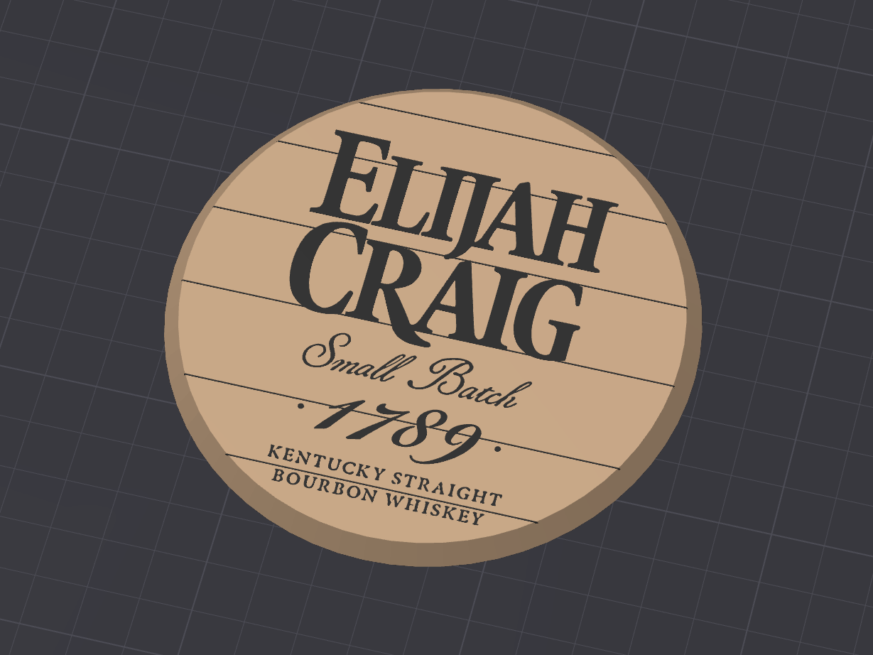 Elijah Craig Straight Bourbon Whiskey Coaster ~ 4"