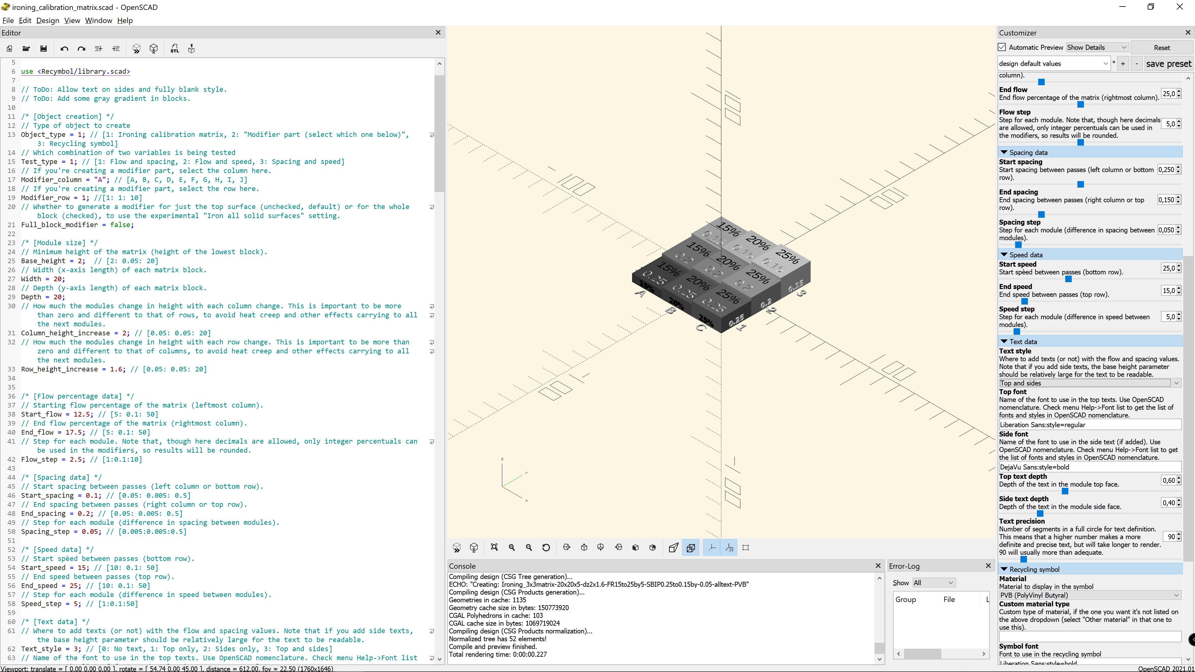 Miniatura 2 do modelo 3D Parametric ironing calibration test matrix