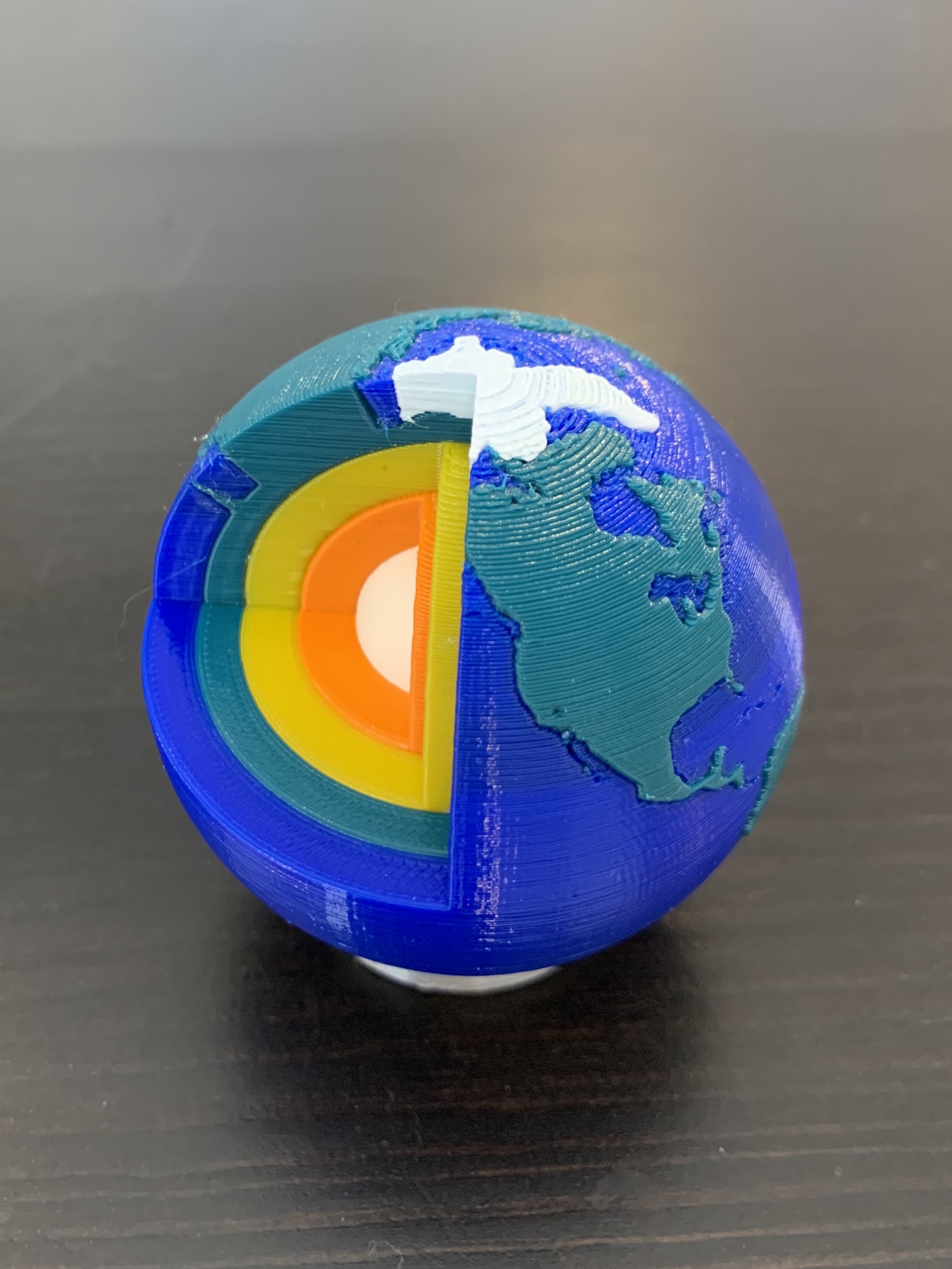 Multi-Color World Earth Model with Cross Section and Stand