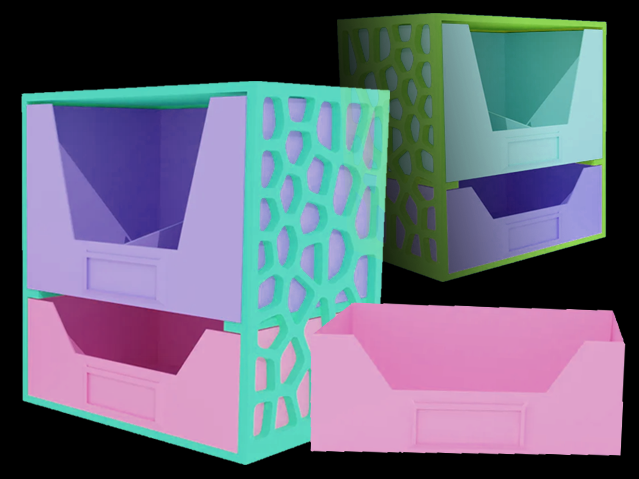 Voronoi Shelf with Drop-In Label Slots