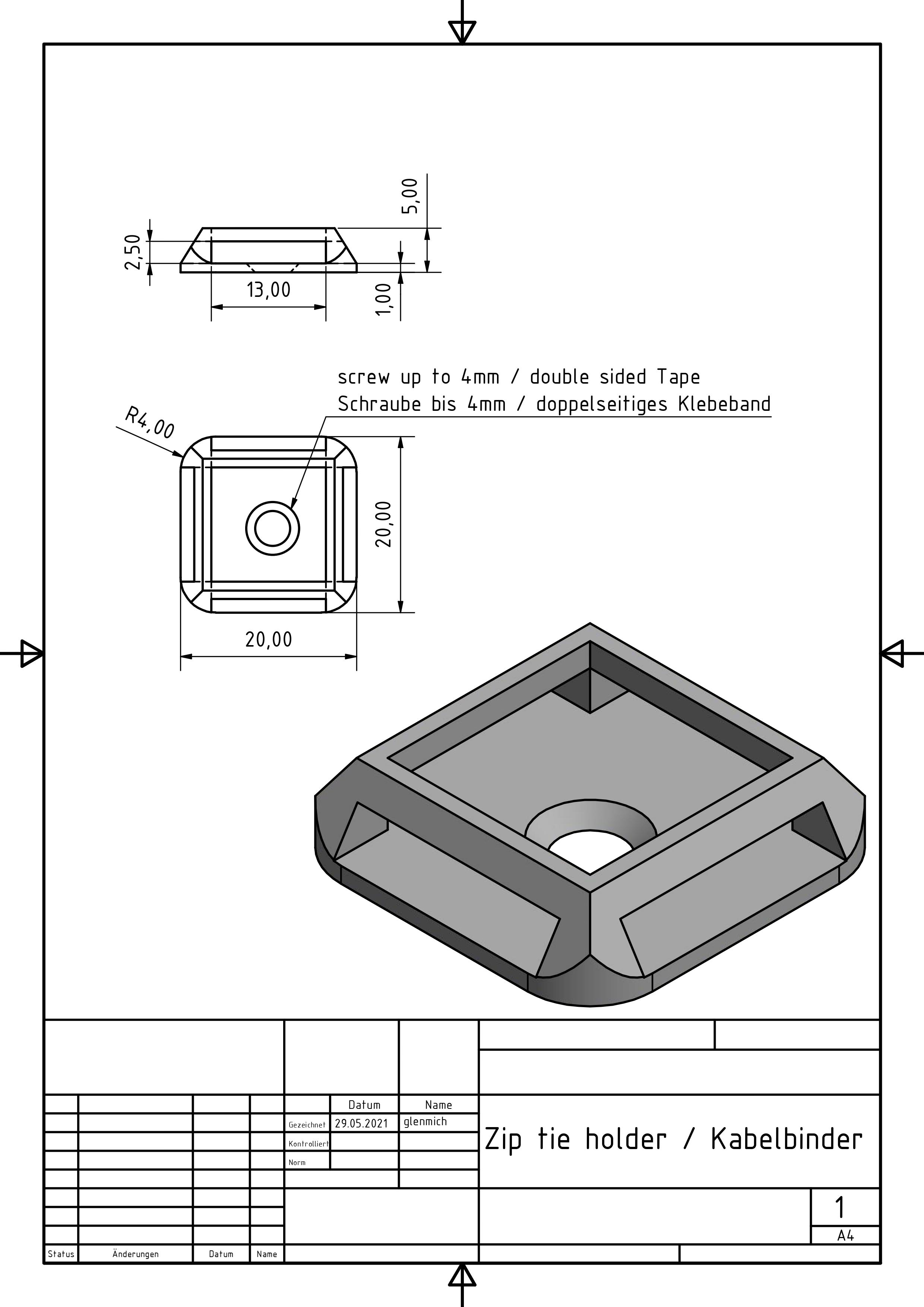 Anchor for reusable velcro zip tie by ghpm design download free stl