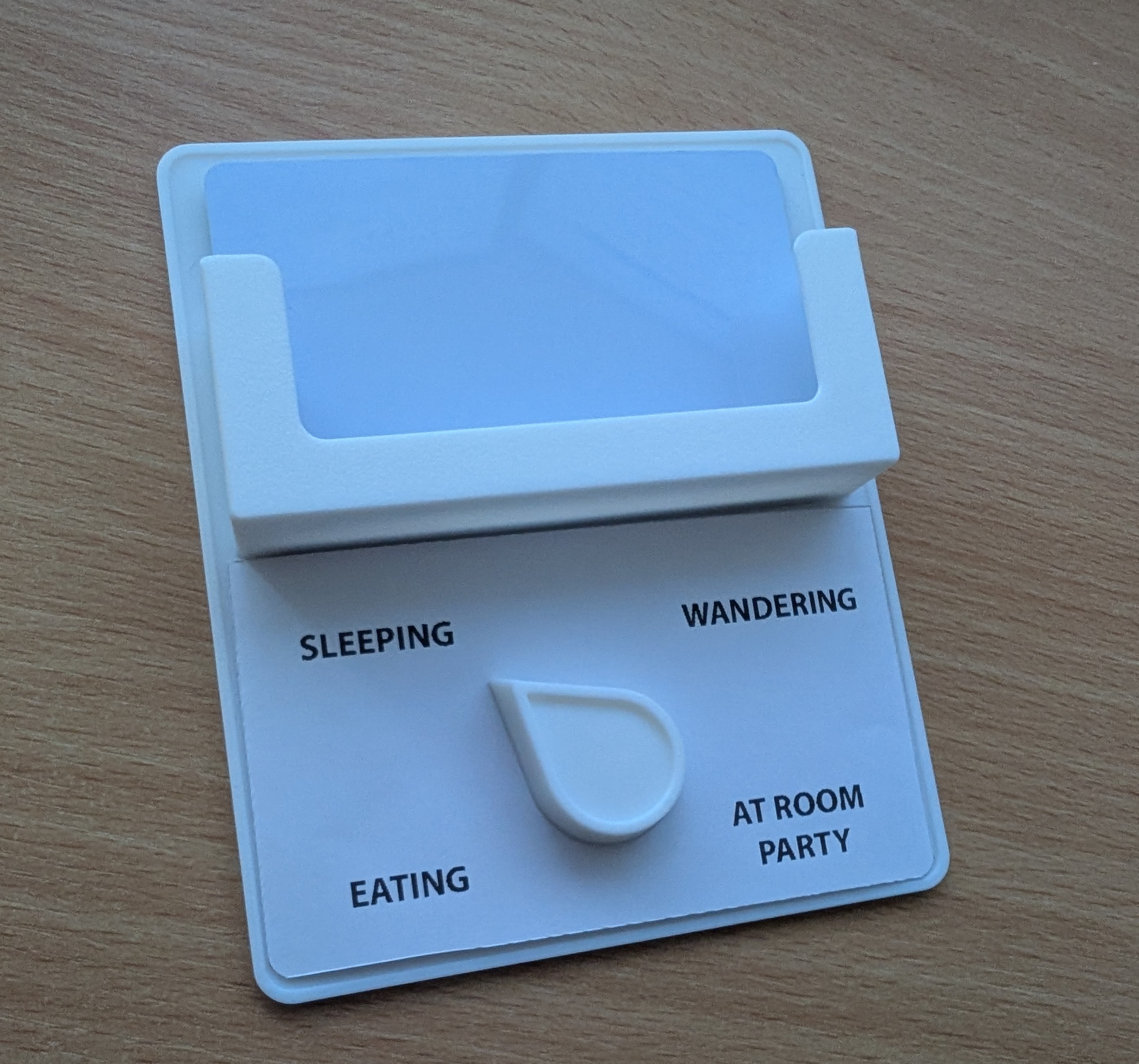 Convention door status sign and business card holder