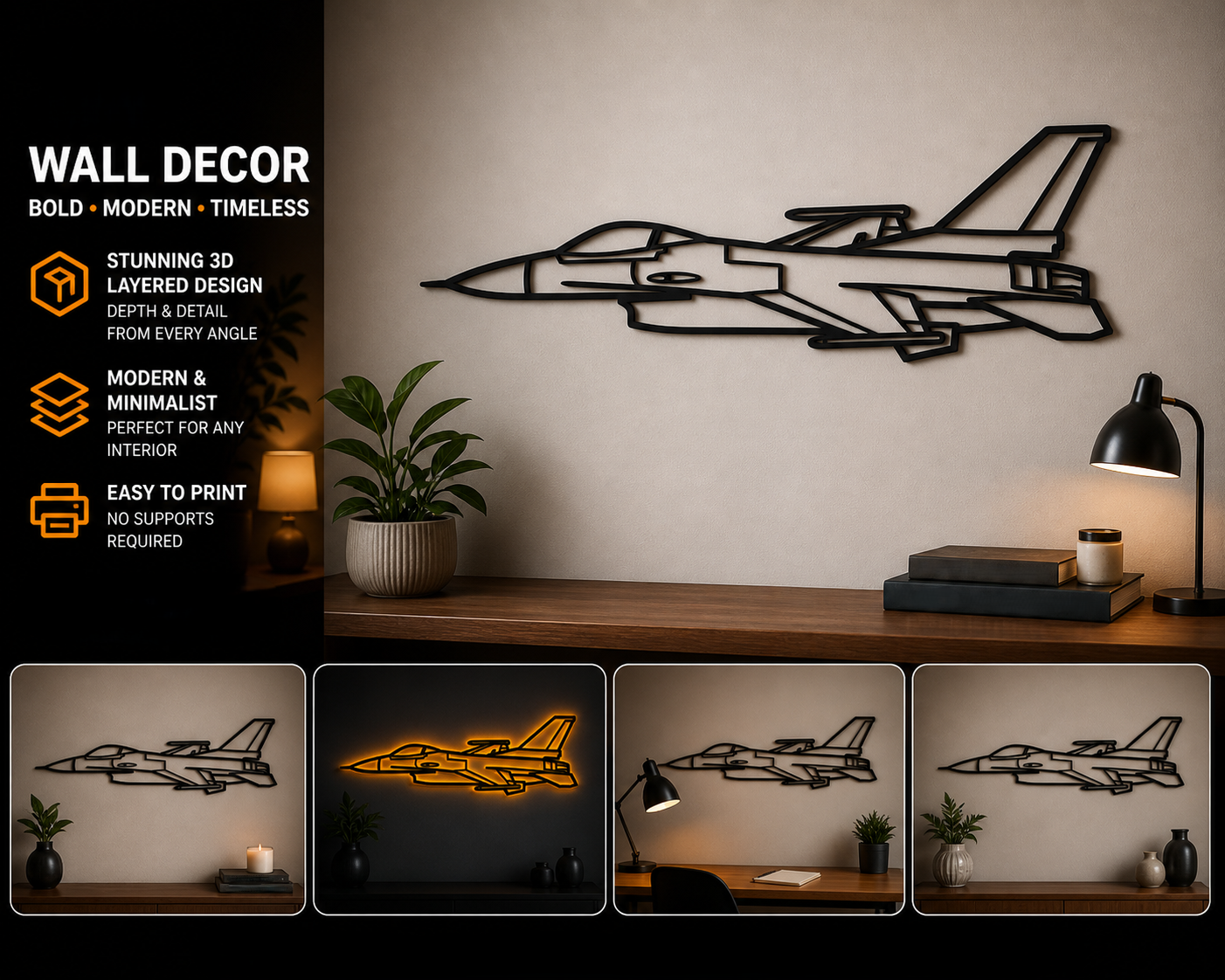 F-16 Falcon fighter jet wall art