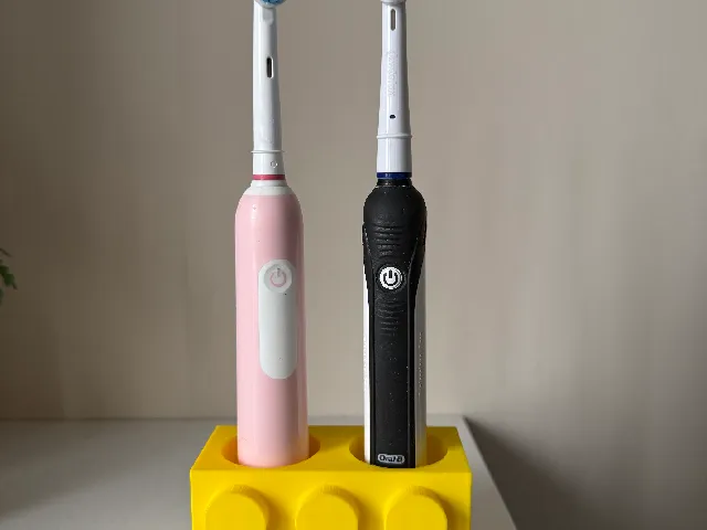 Lego inspired toothbrush holder