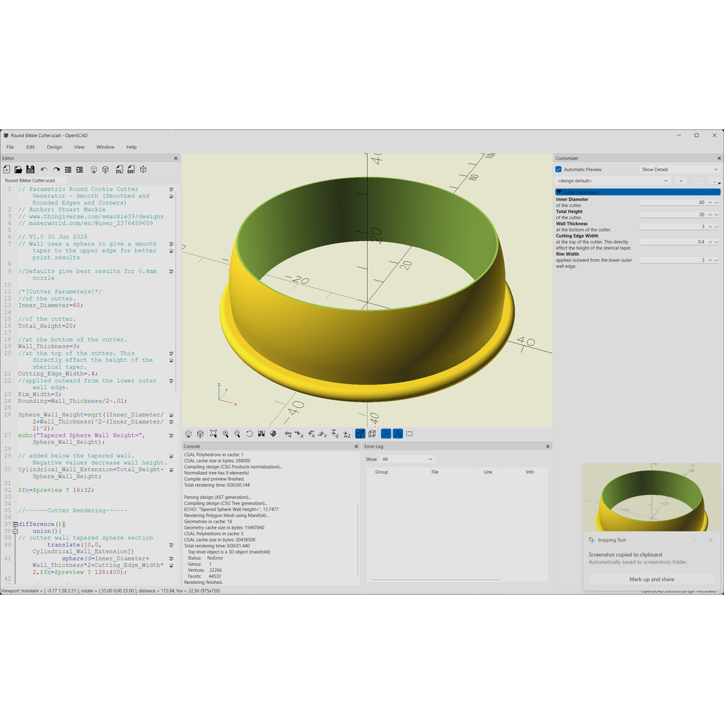 Miniatura 3 do modelo 3D Parametric round cookie cutter generator