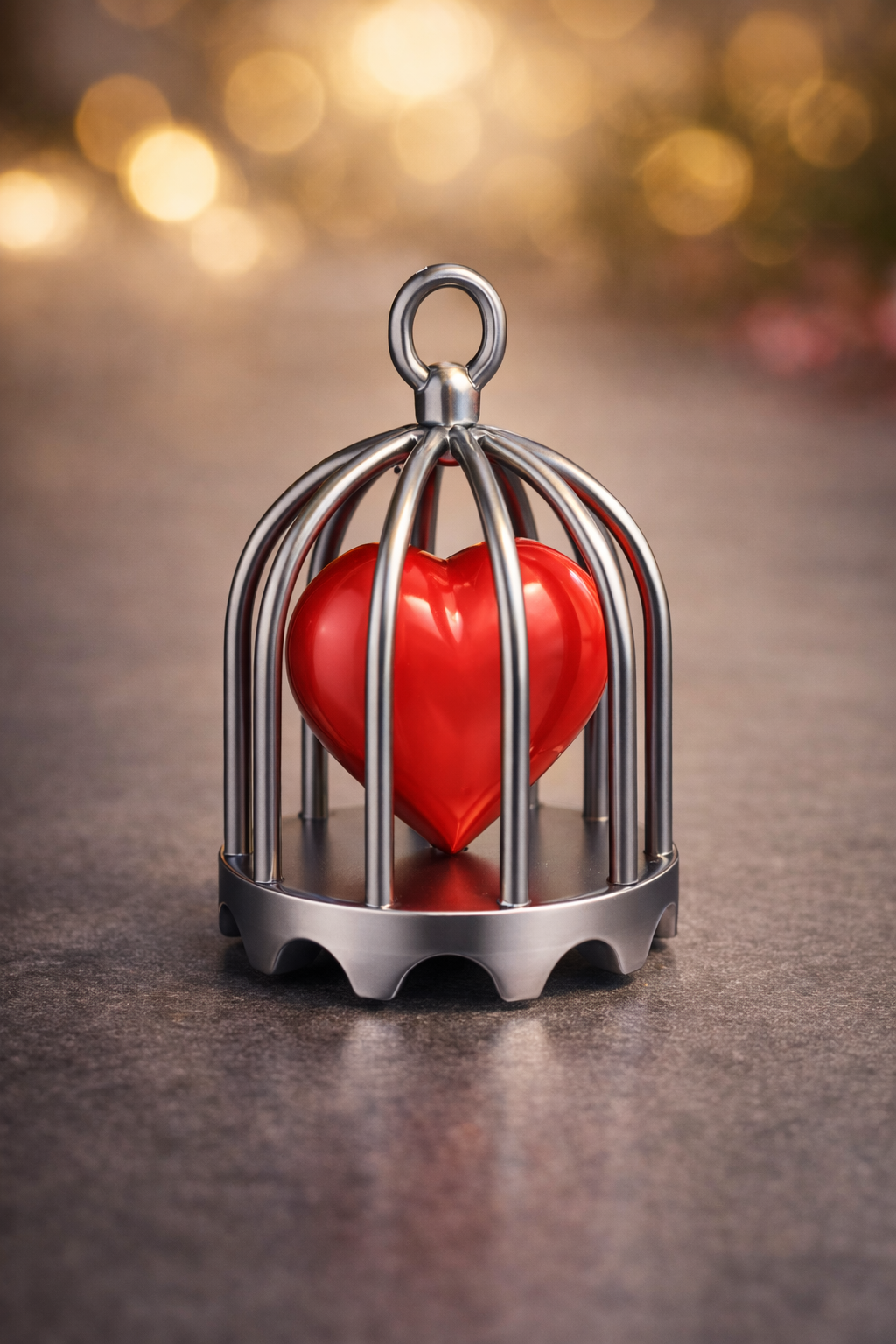 3D Printed Bird Cage with Heart – Decorative Charm