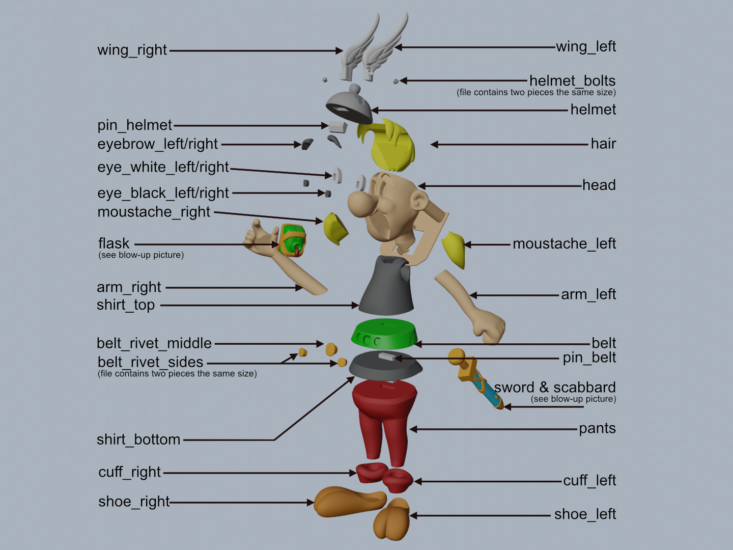 Miniatura 4 do modelo 3D Asterix