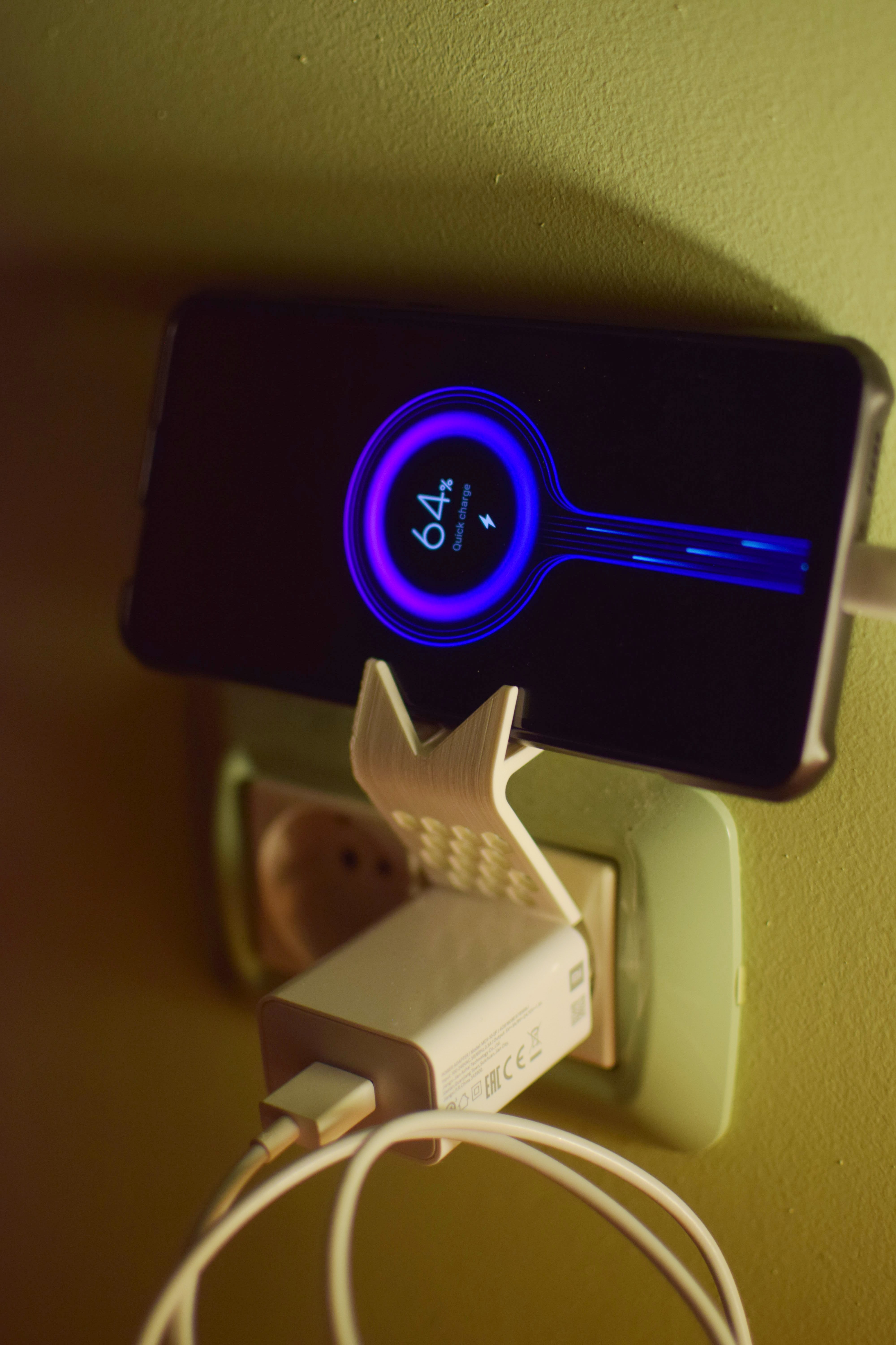 EU socket & charger mounted phone holder