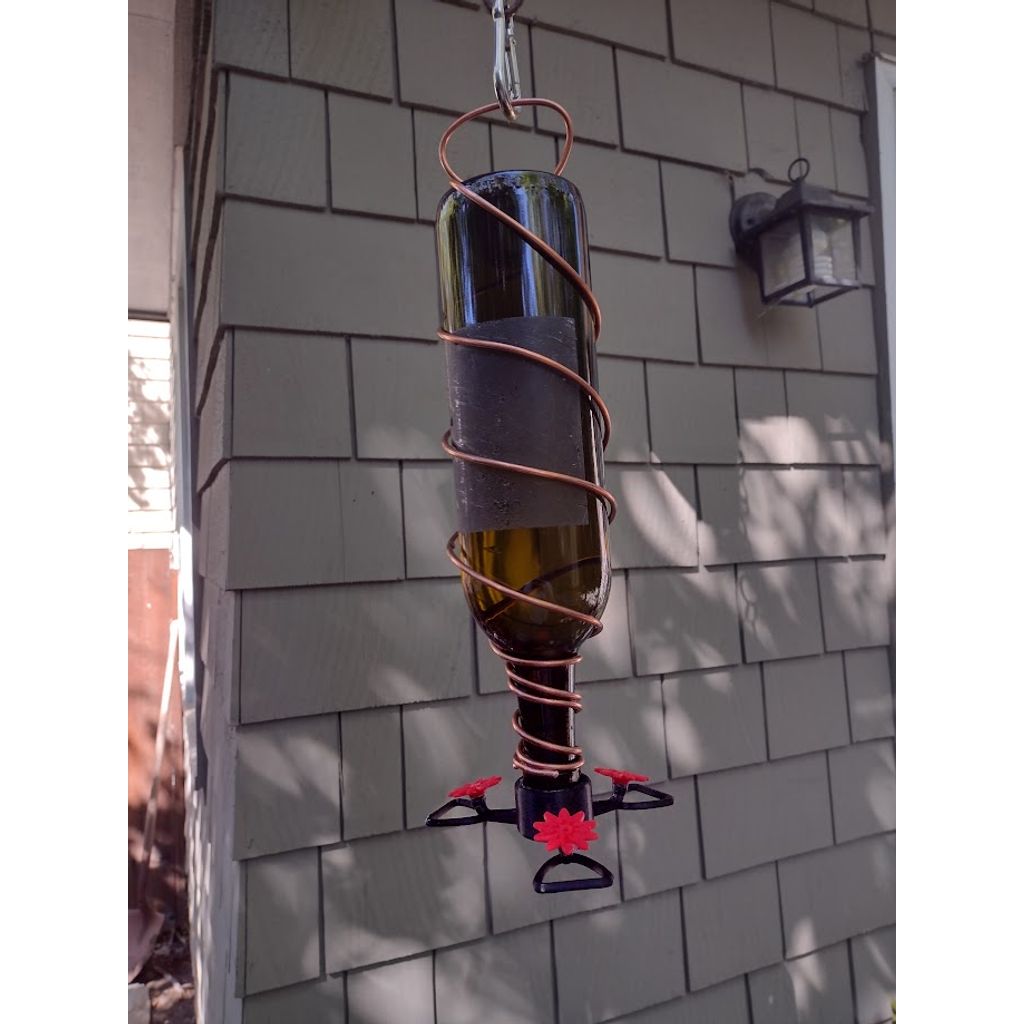 Wine Bottle Hummingbird Feeder