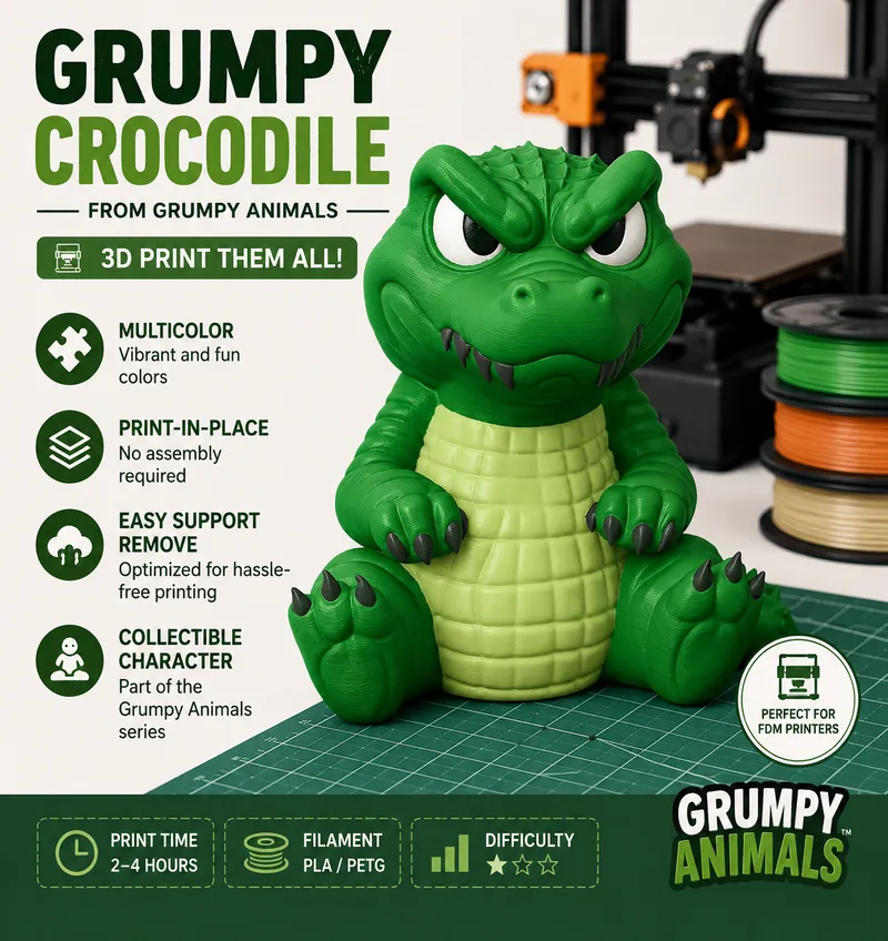 Grumpy Crocodile – Grumpy Animals Collection by AnimalAiKing | Download ...