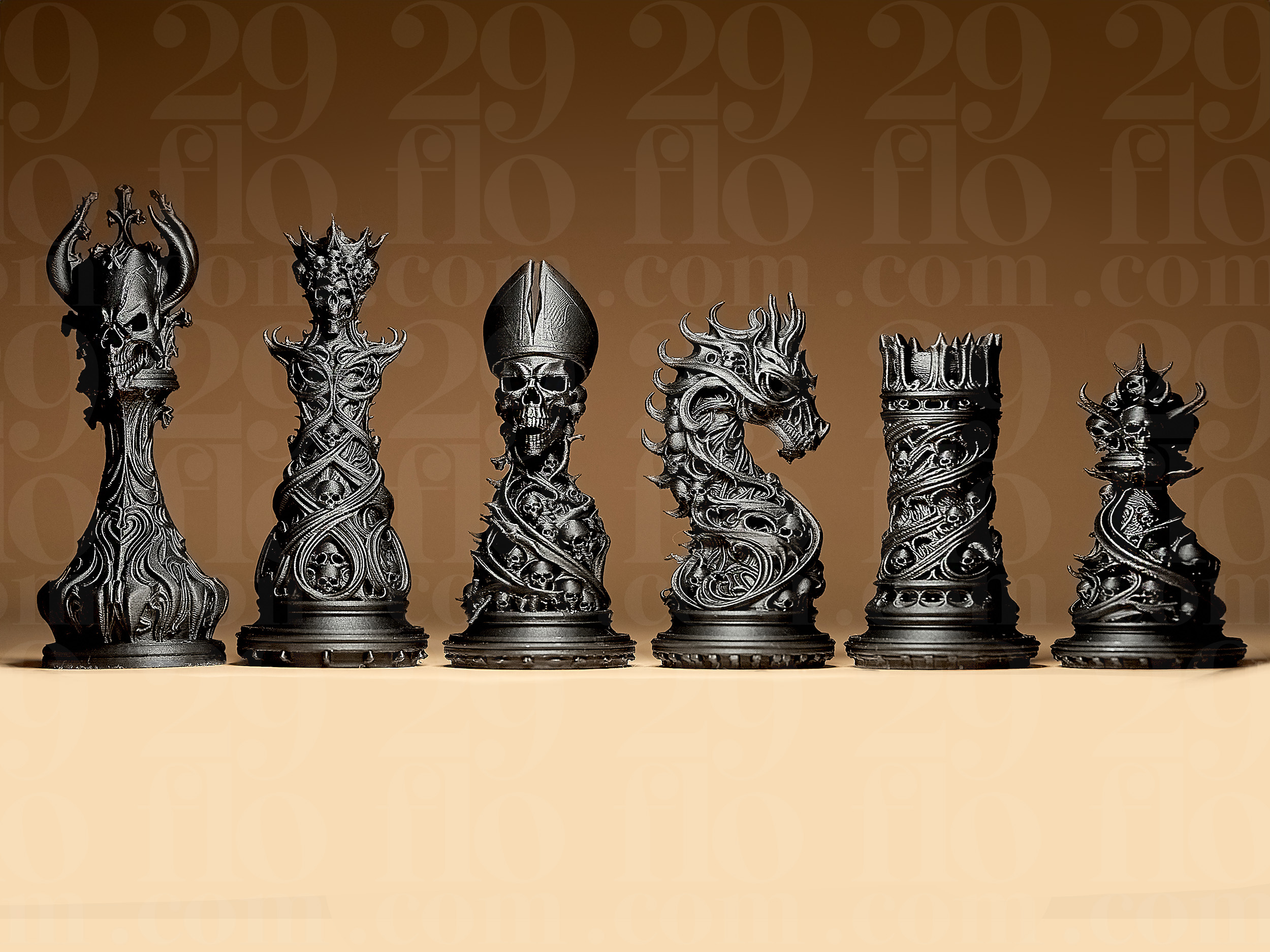 Miniatura 2 do modelo 3D Gothic Ornamental Chess Set