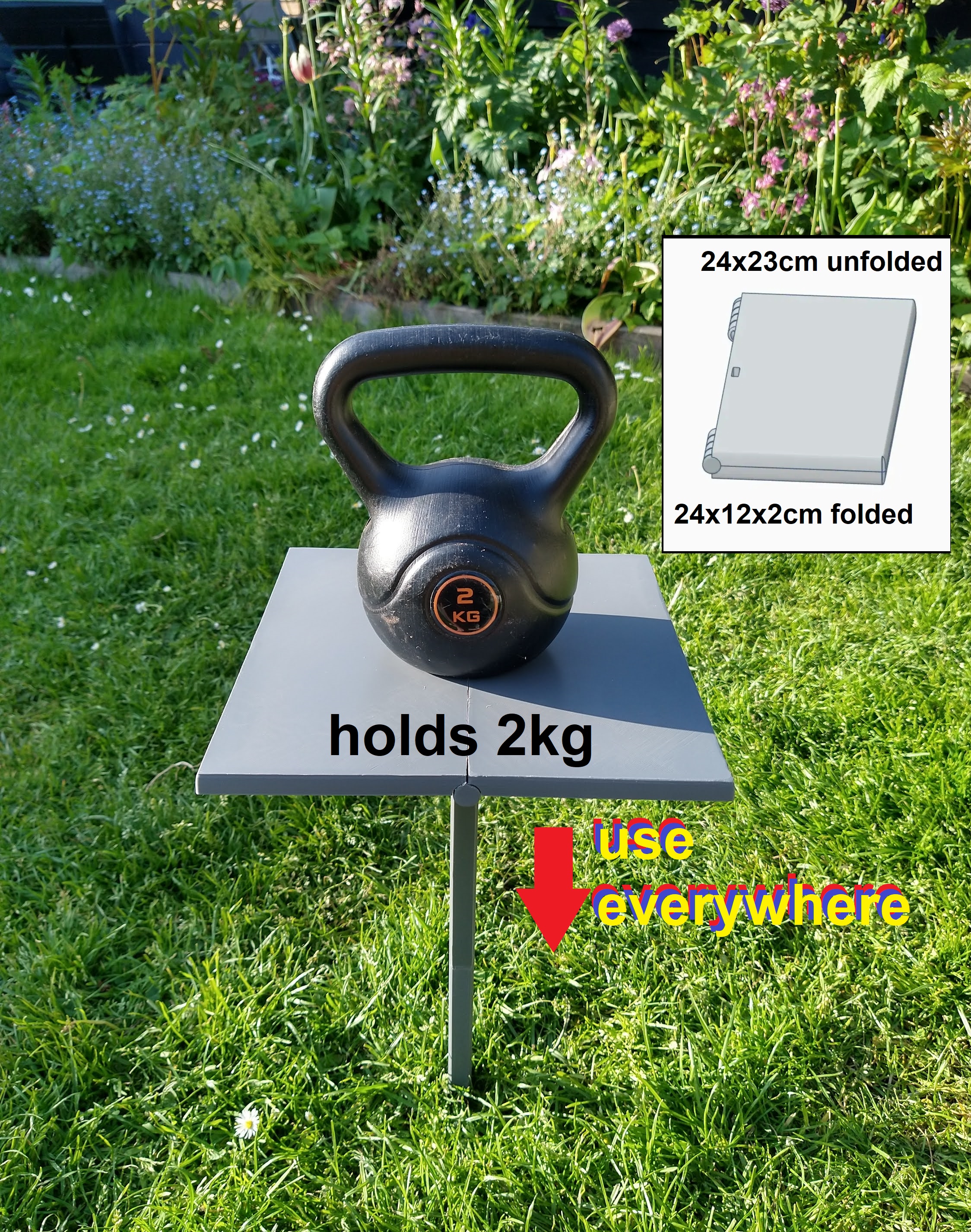 PINtable, Take a (foldable) table everywhere. Ideal for hiking, biking and camping.