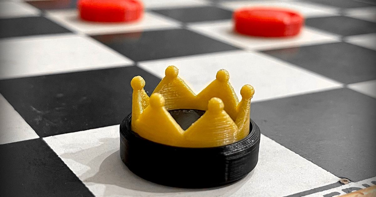 Checkers Set With Crown Pieces by MB Designs | Download free STL model ...