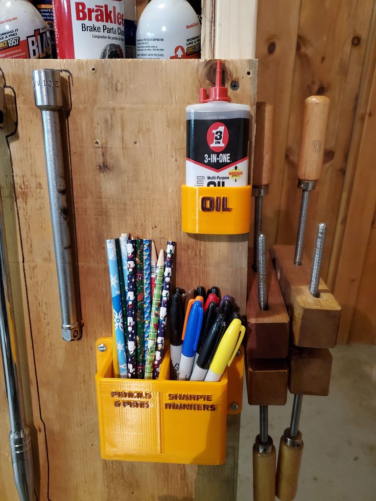 Pencils, Pens, Sharpies and 3-IN-ONE Oil Wall Mounted Holder