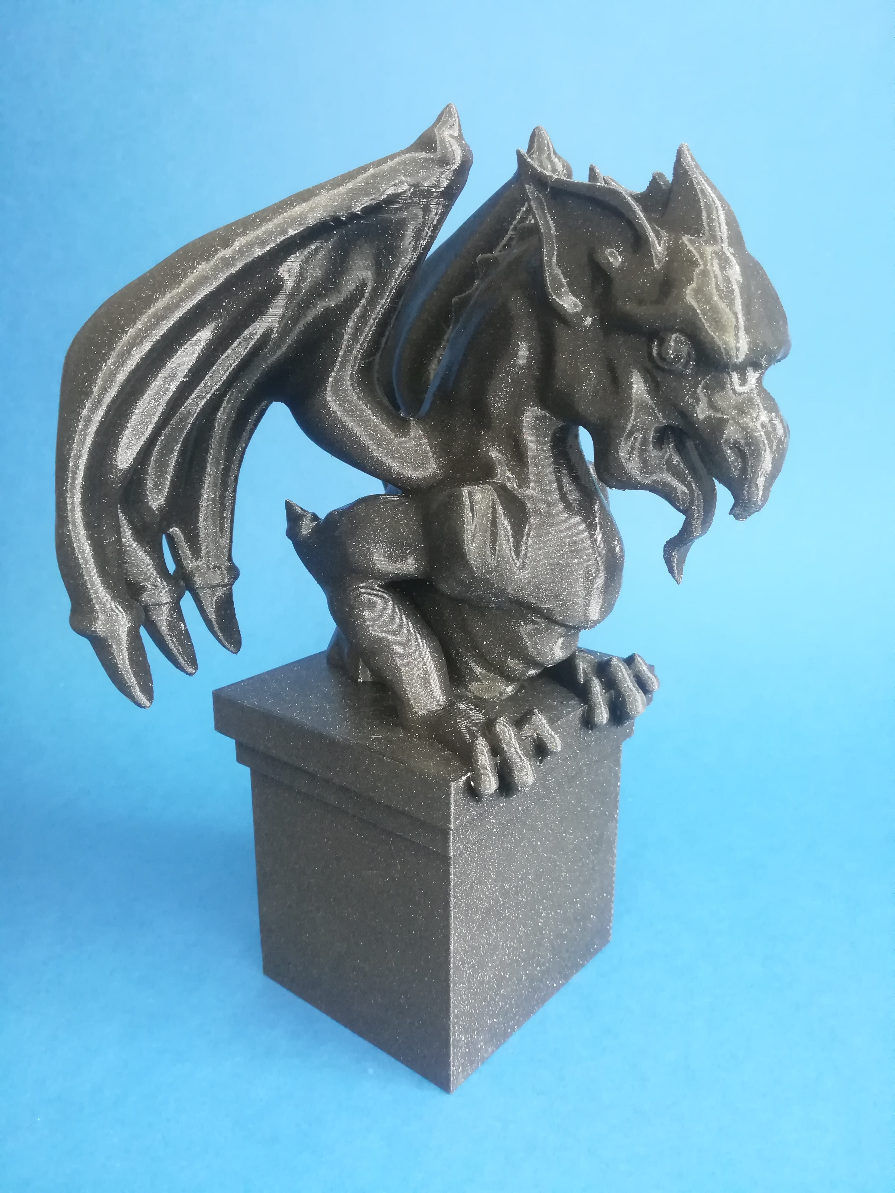 Dragon Gargoyle on pedestal Gothic architecture sculpture