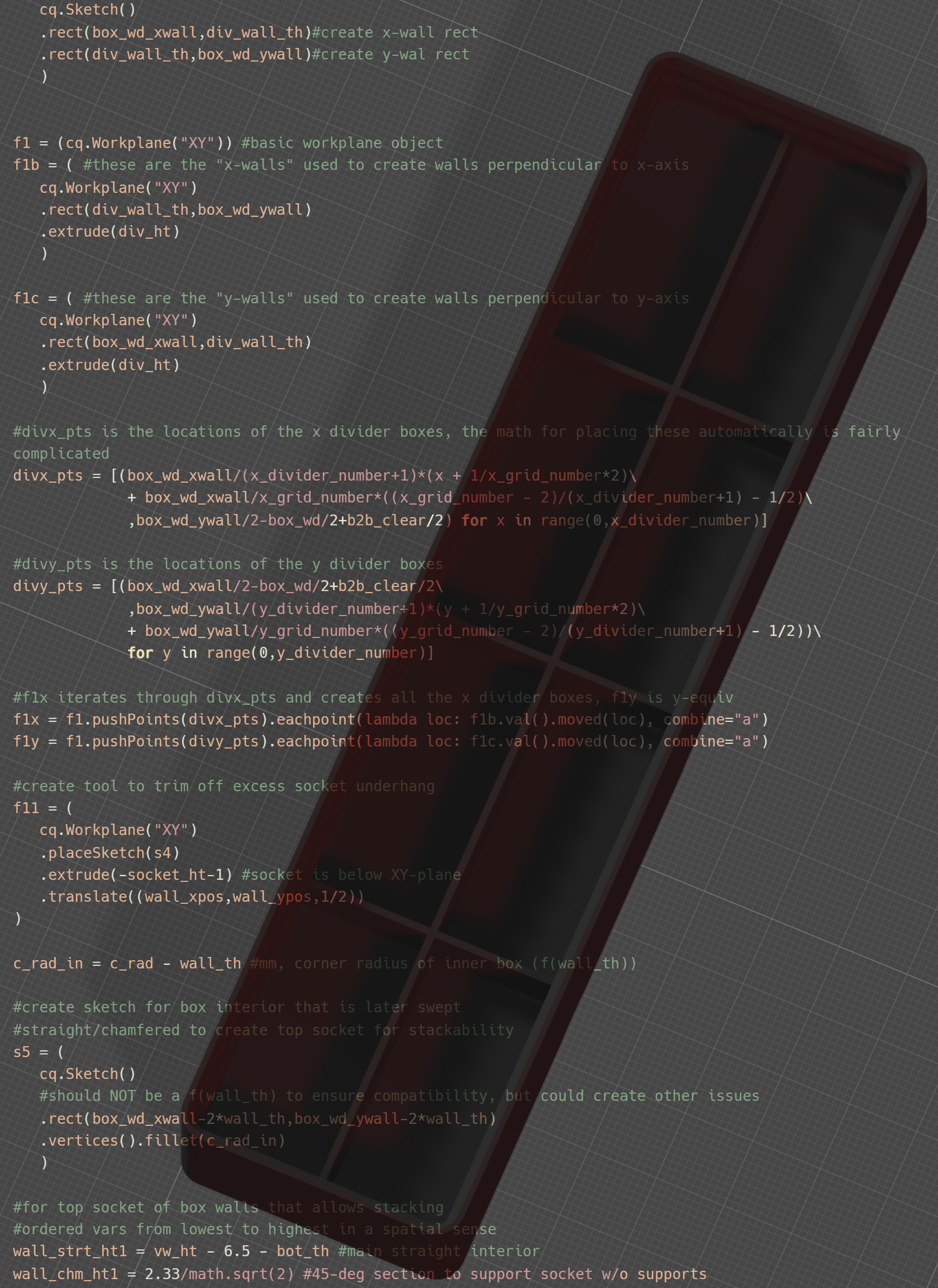 Divided Gridfinity Boxes (CadQuery Customizable) — thumbnail 2