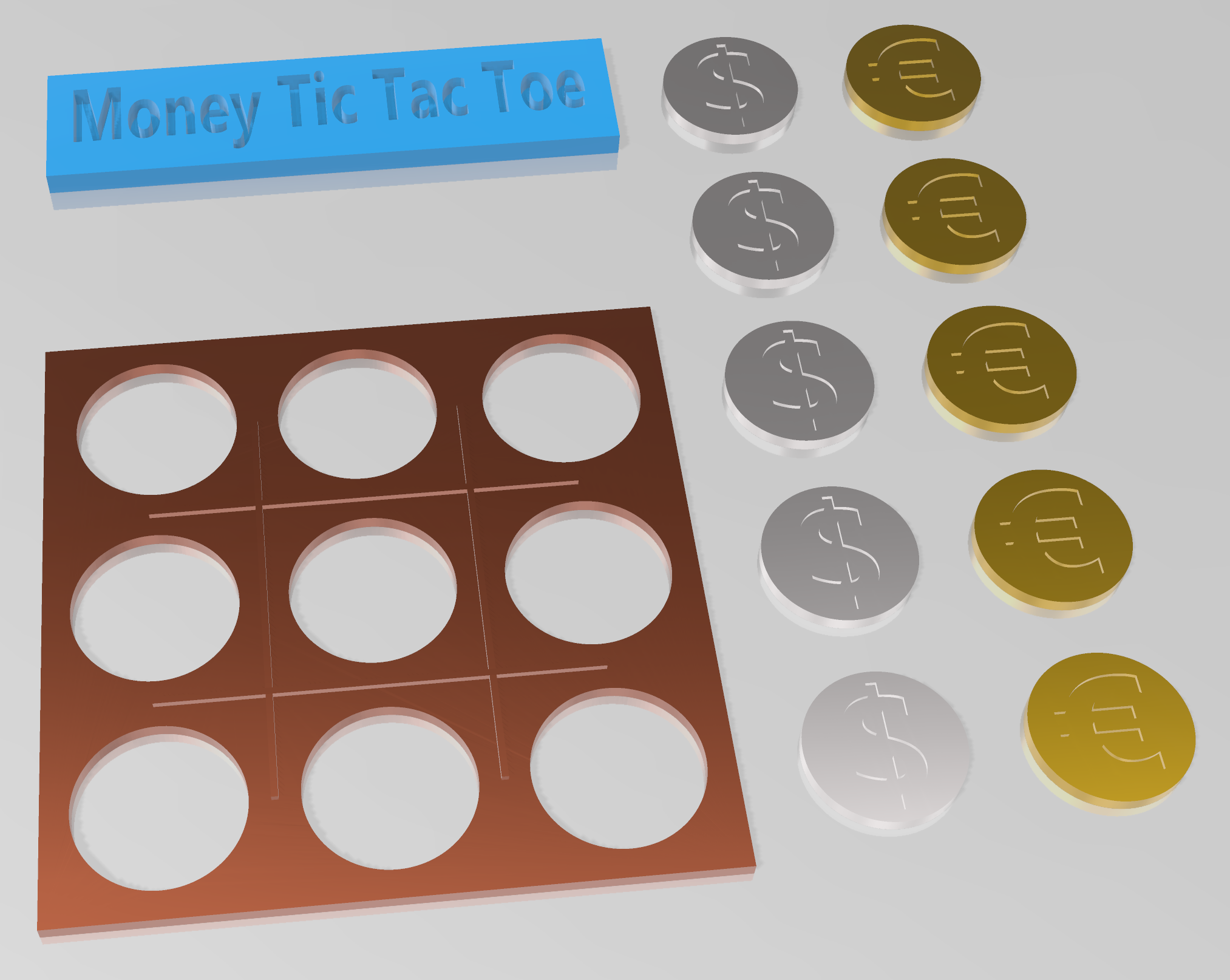 Flash Contests Theme: Game Tokens - Money Tic Tac Toe