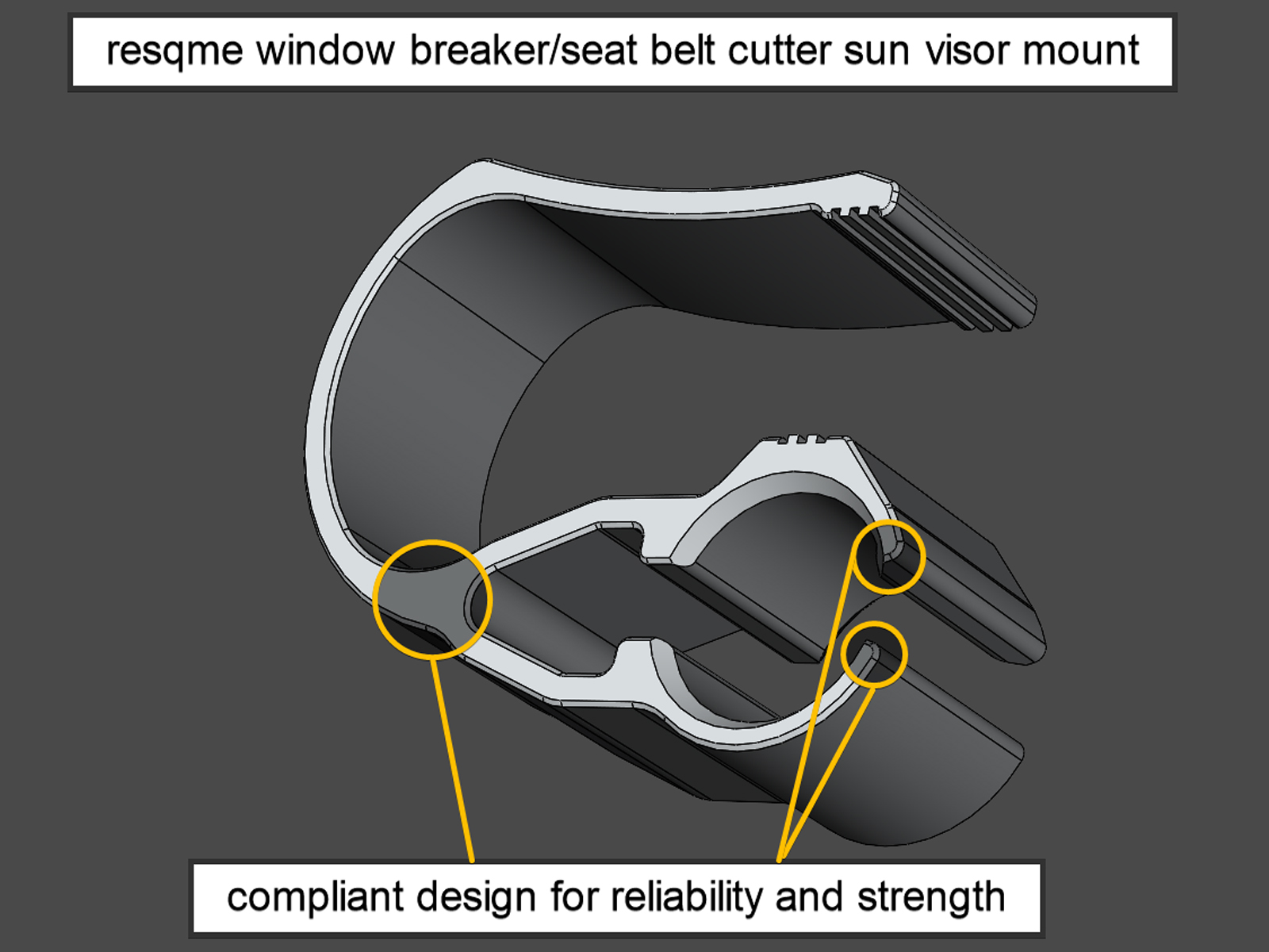 Sun Visor Clip for resqme Window Breaker Seat Belt Cutter Combo Tool
