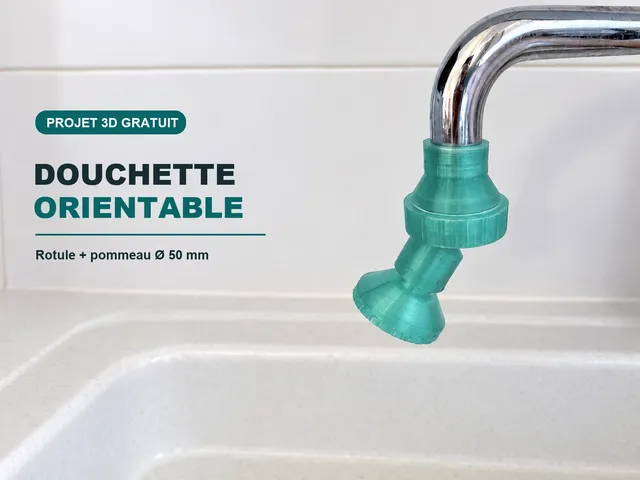 Douchette orientable pour robinet Ø22x1 avec pommeau Ø50 mm