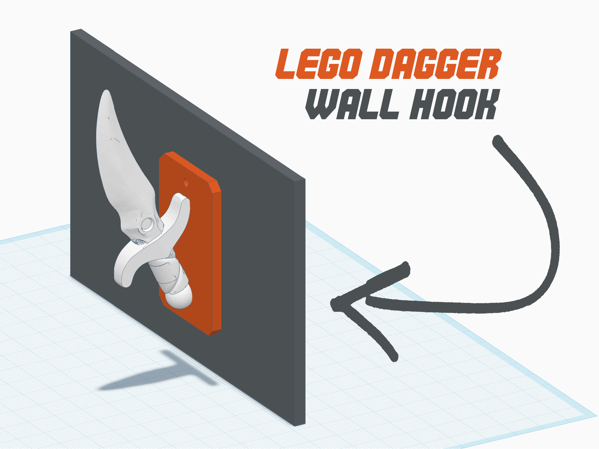 Lego Dagger Wall Hook [Untested]