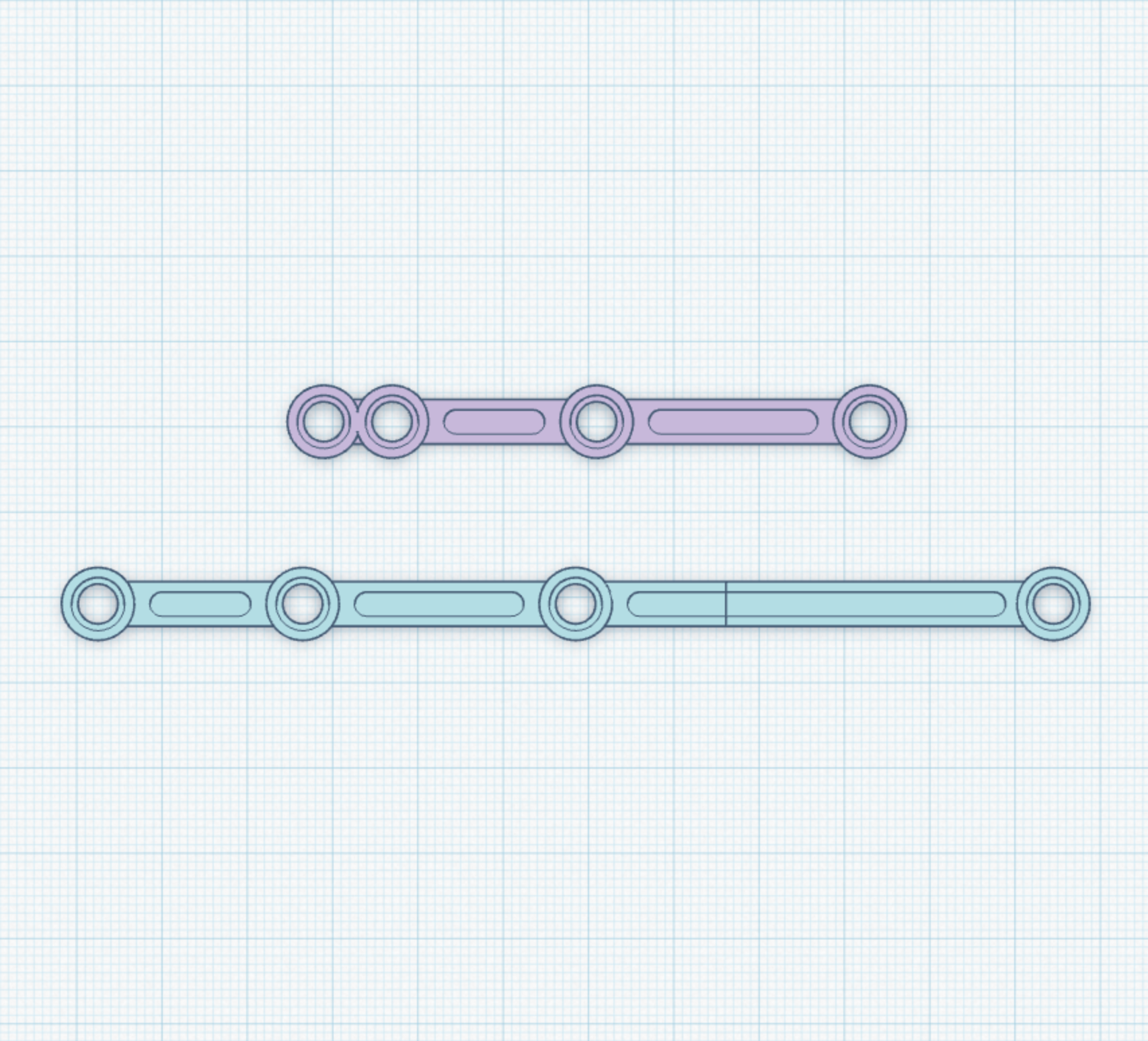 Lego Steam Train Connecting Rods with holes at stud positions 1-2-5-9 and 1-4-8-15